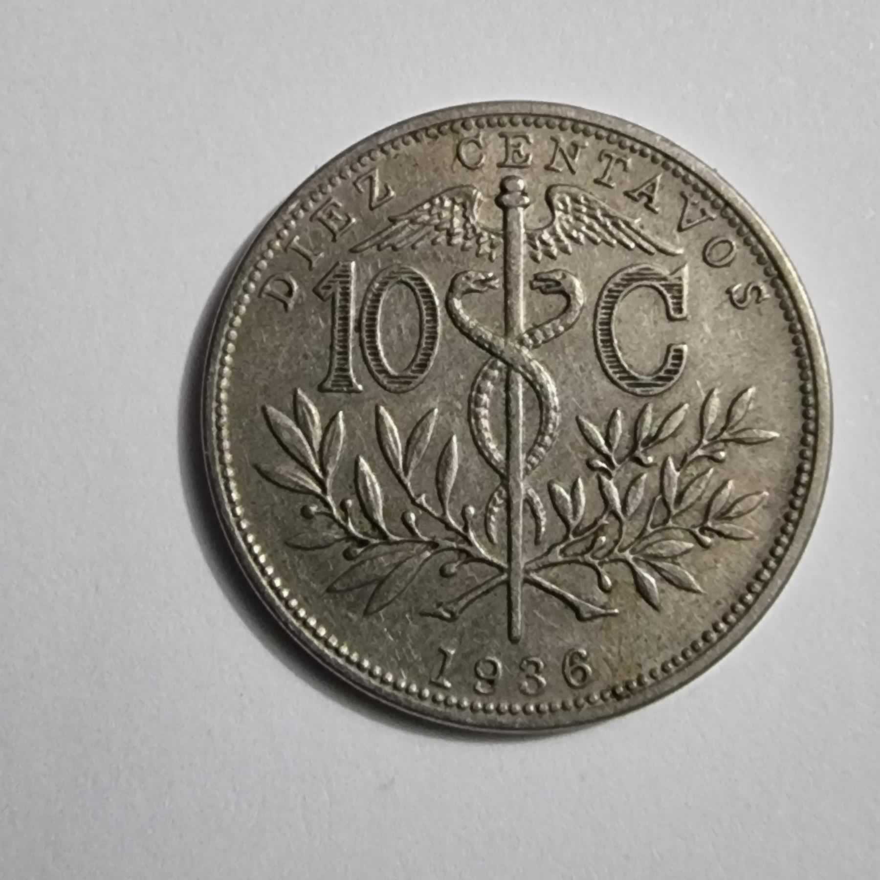 Reverso de 10 Centavos, 1936