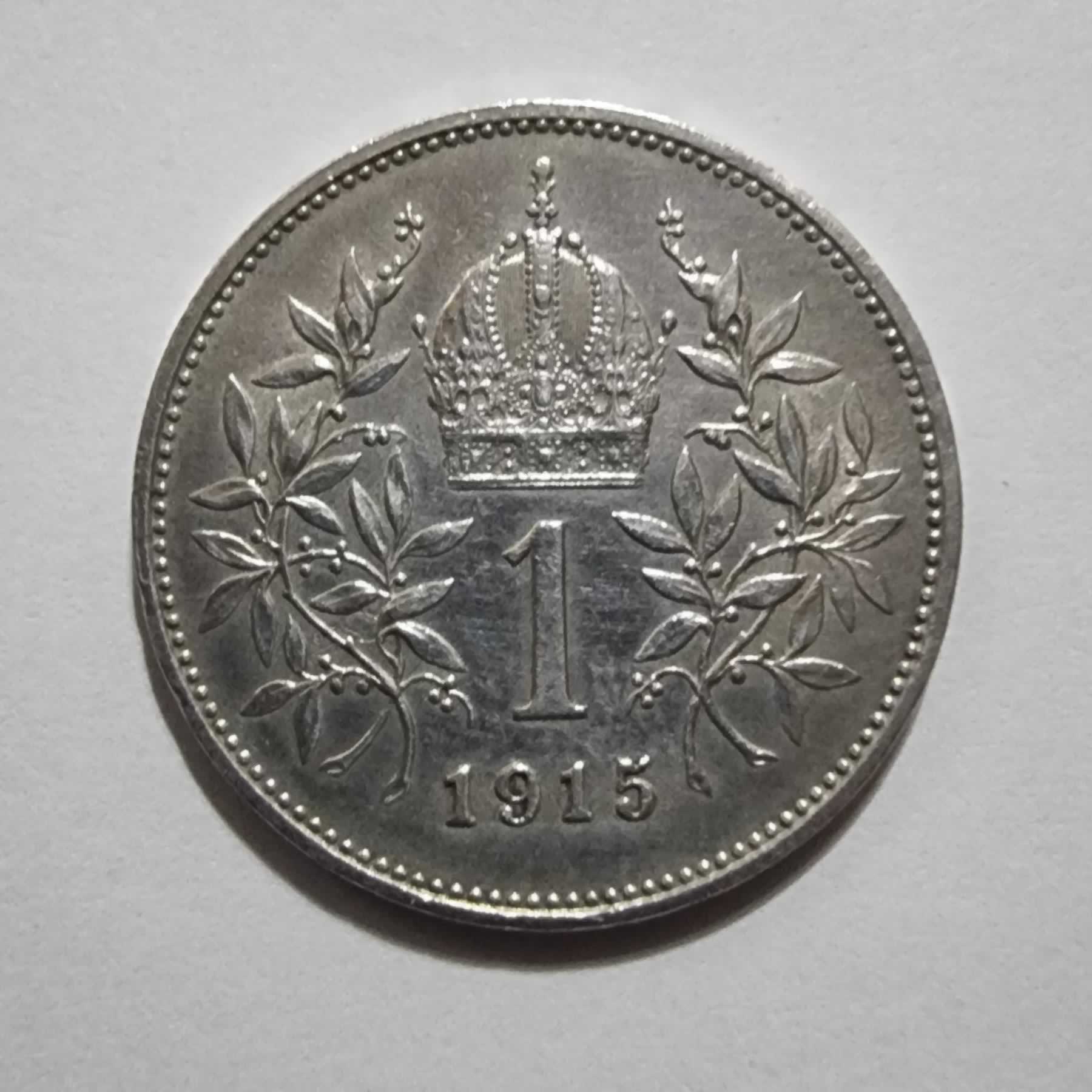 Reverso de 1 Corona, 1915