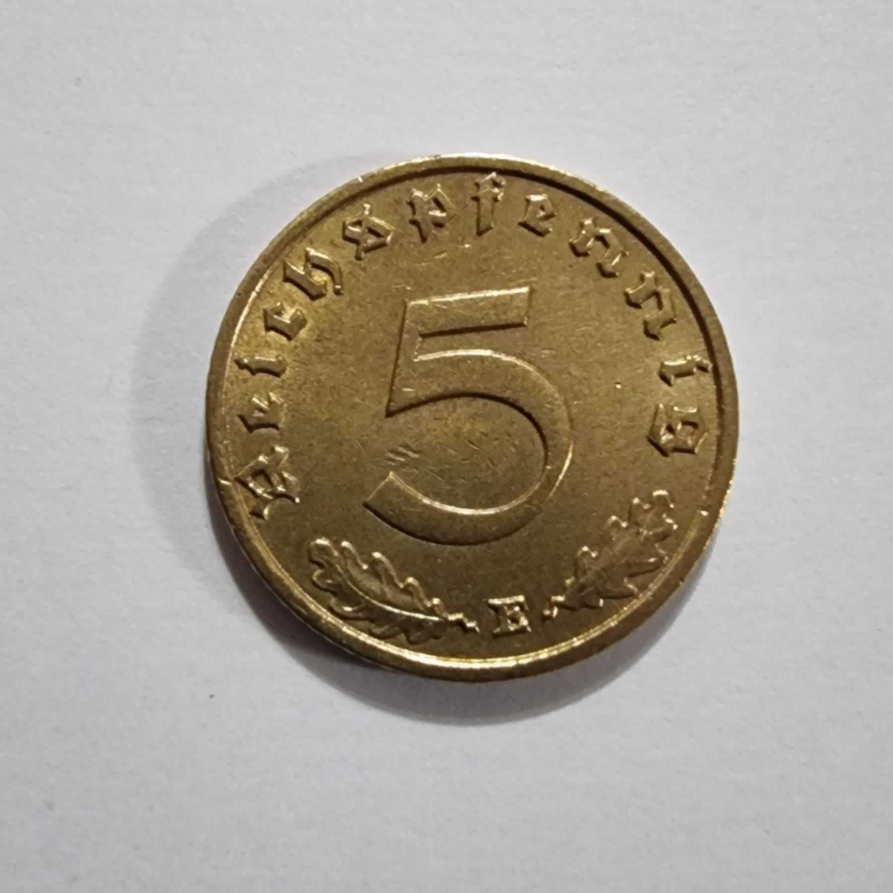 Reverso de 5 Reichspfennig, 1938 E