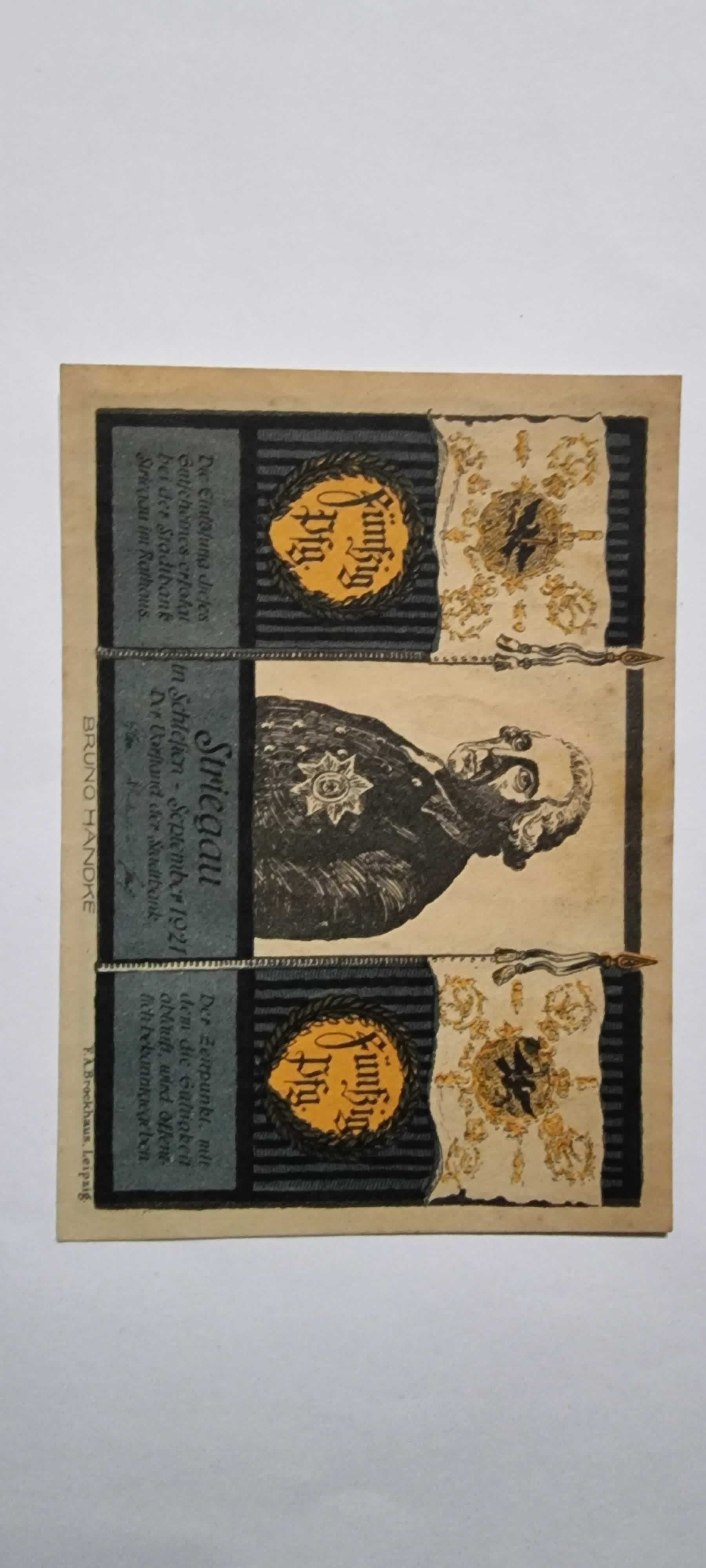 Reverso de 50 Pfennig, 1921, Alemania · Rep. Weimar