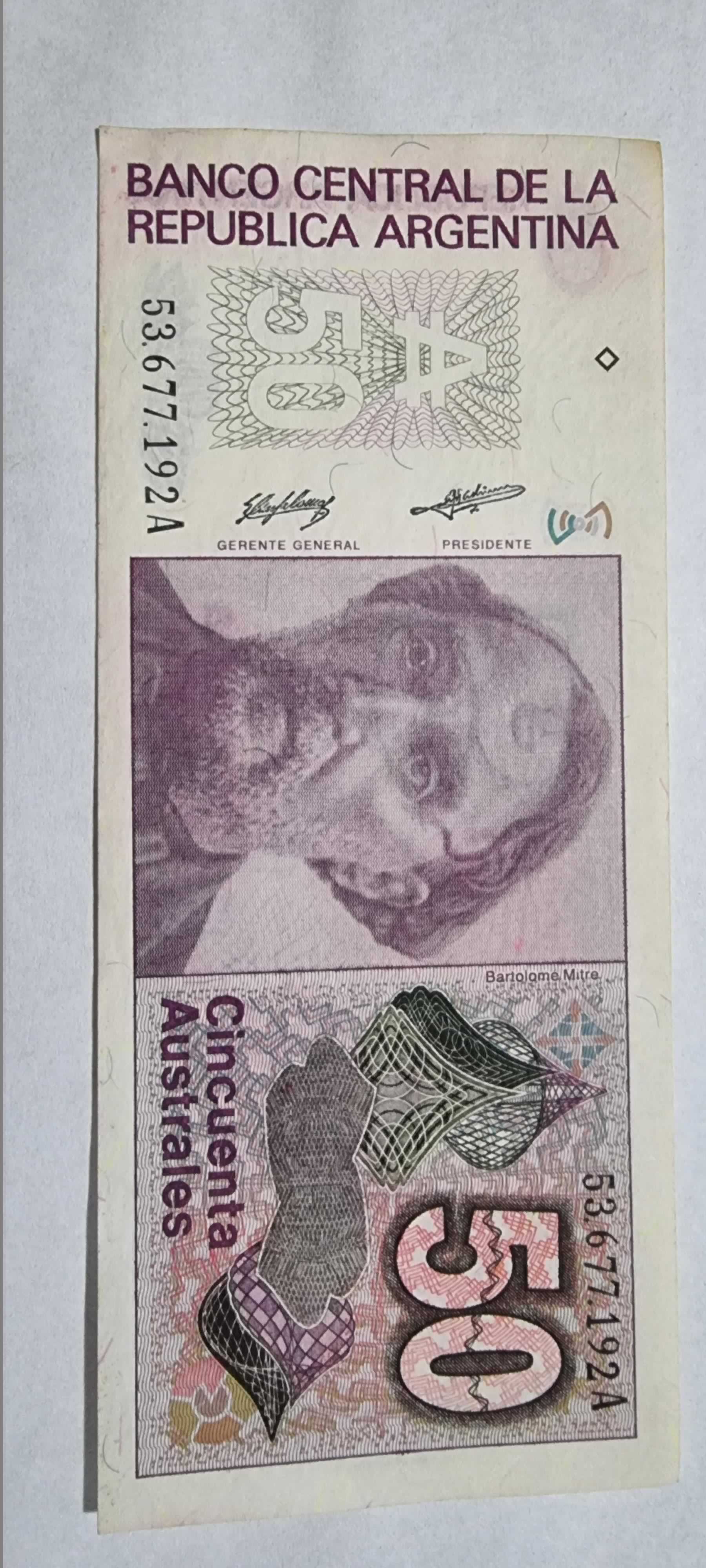 Anverso de 50 Australes, ND (1986-89)
