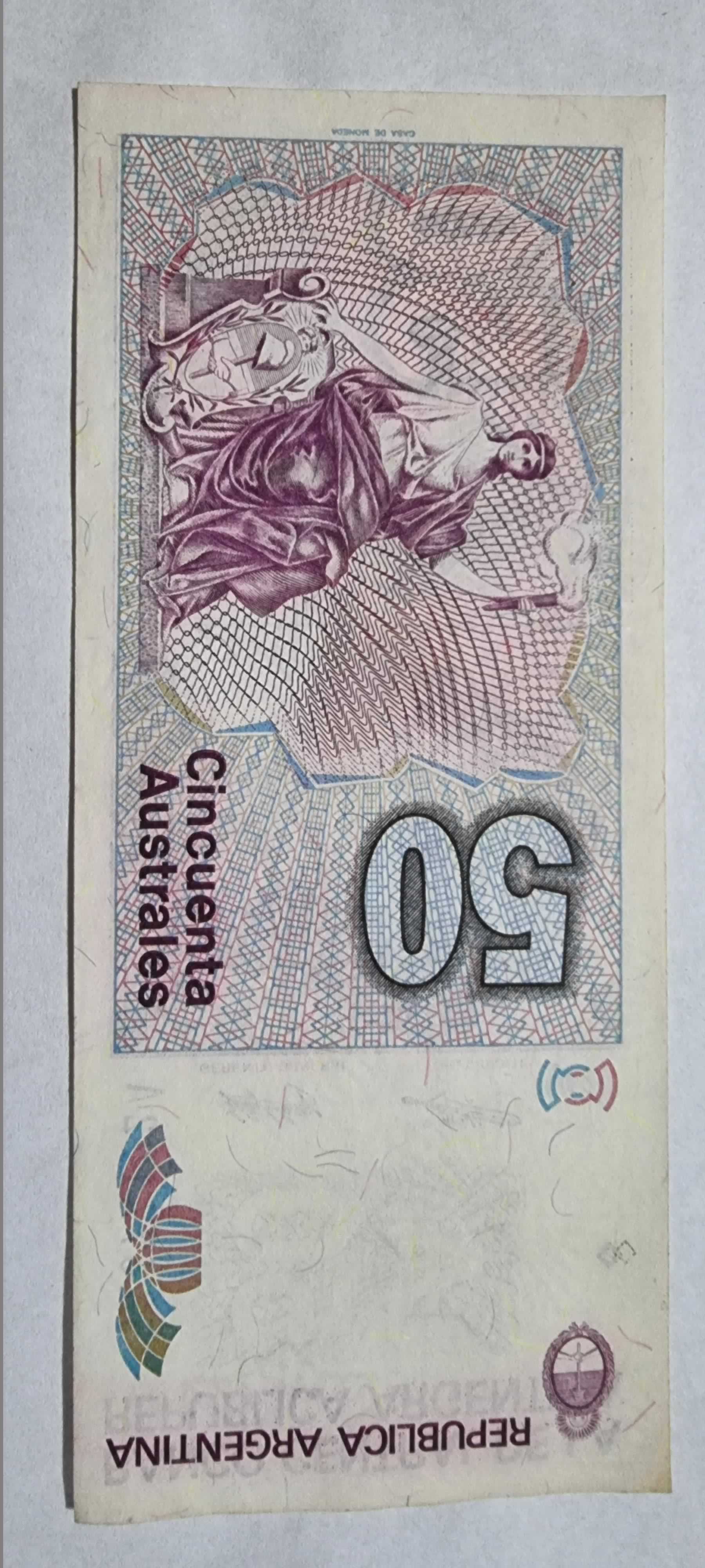 Reverso de 50 Australes, ND (1986-89)