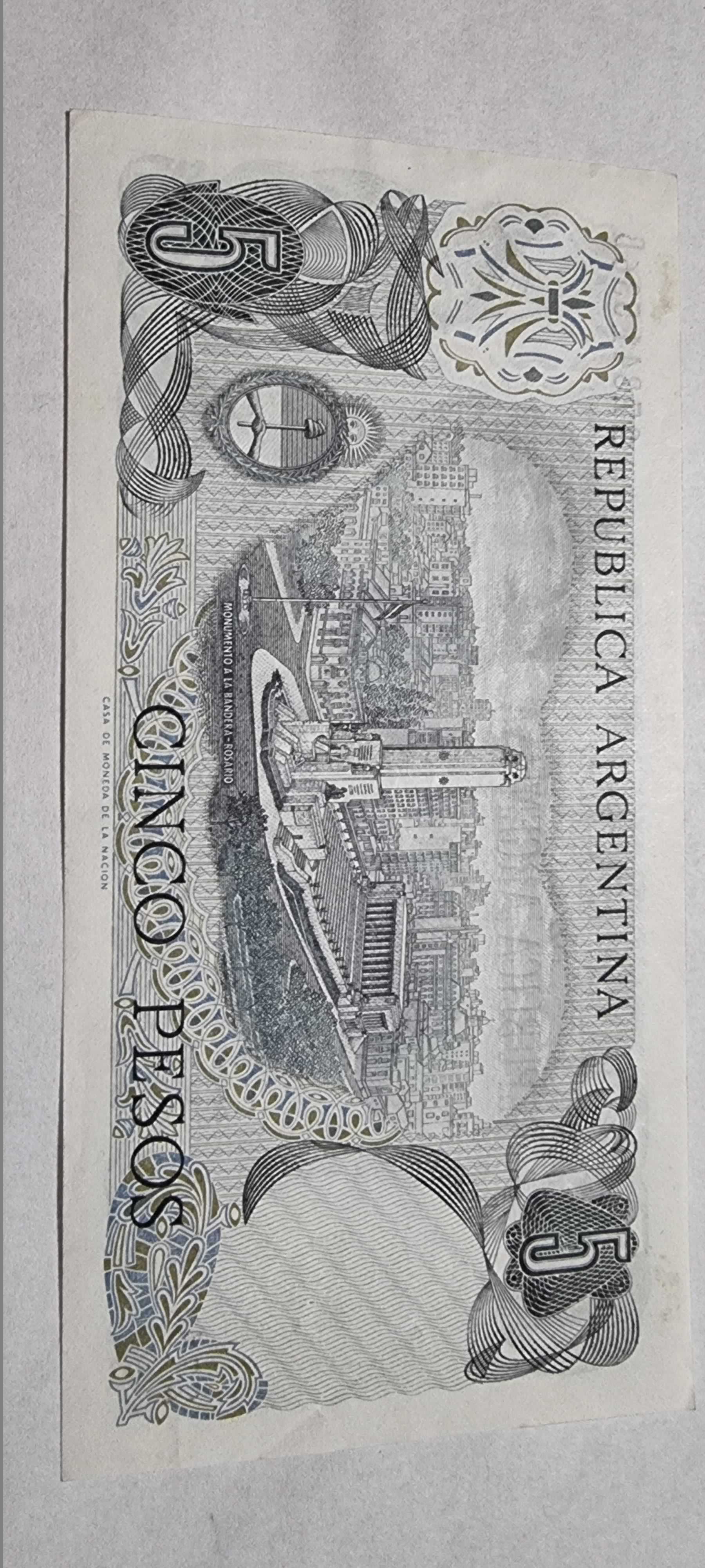 Reverso de 5 Pesos, ND (1974-76)