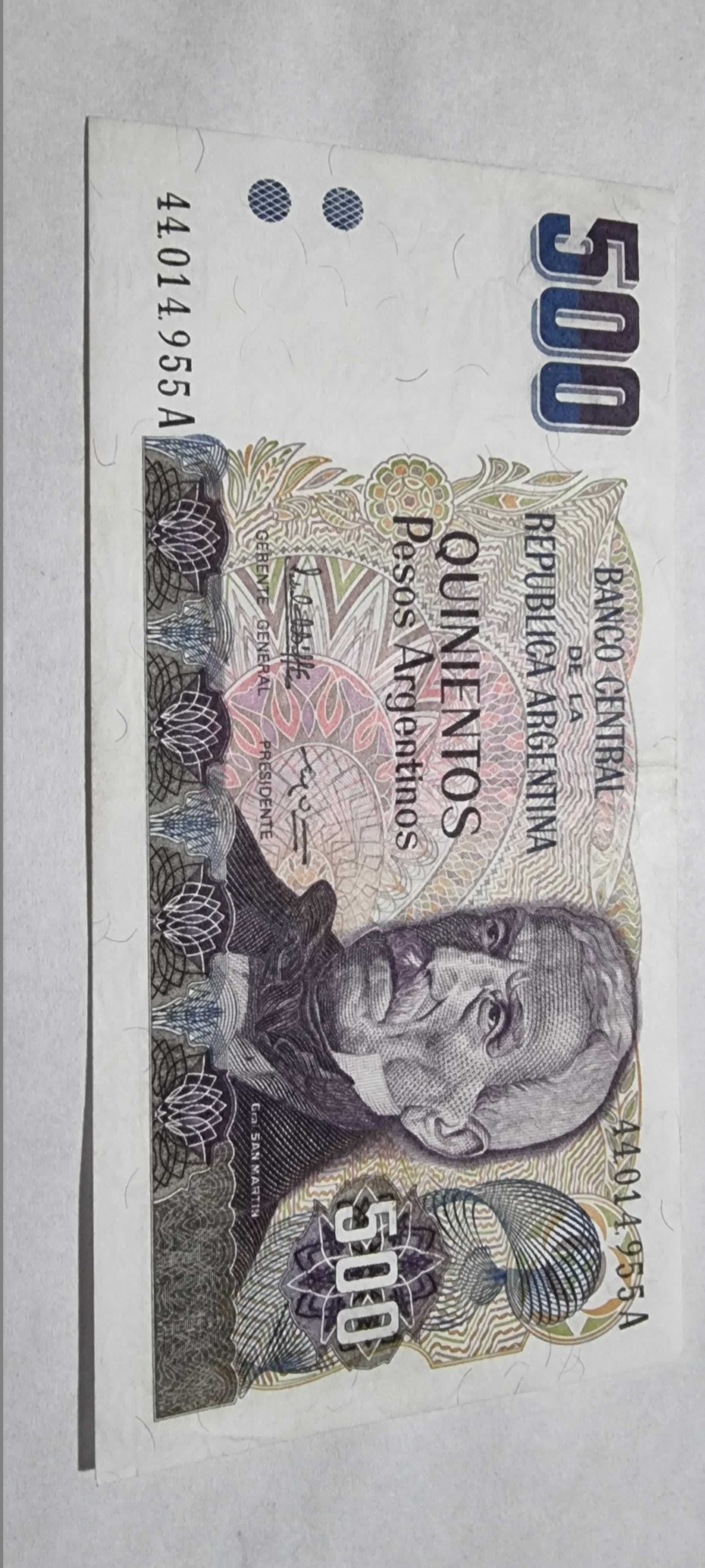 Anverso de 500 Pesos, ND (1984), Argentina