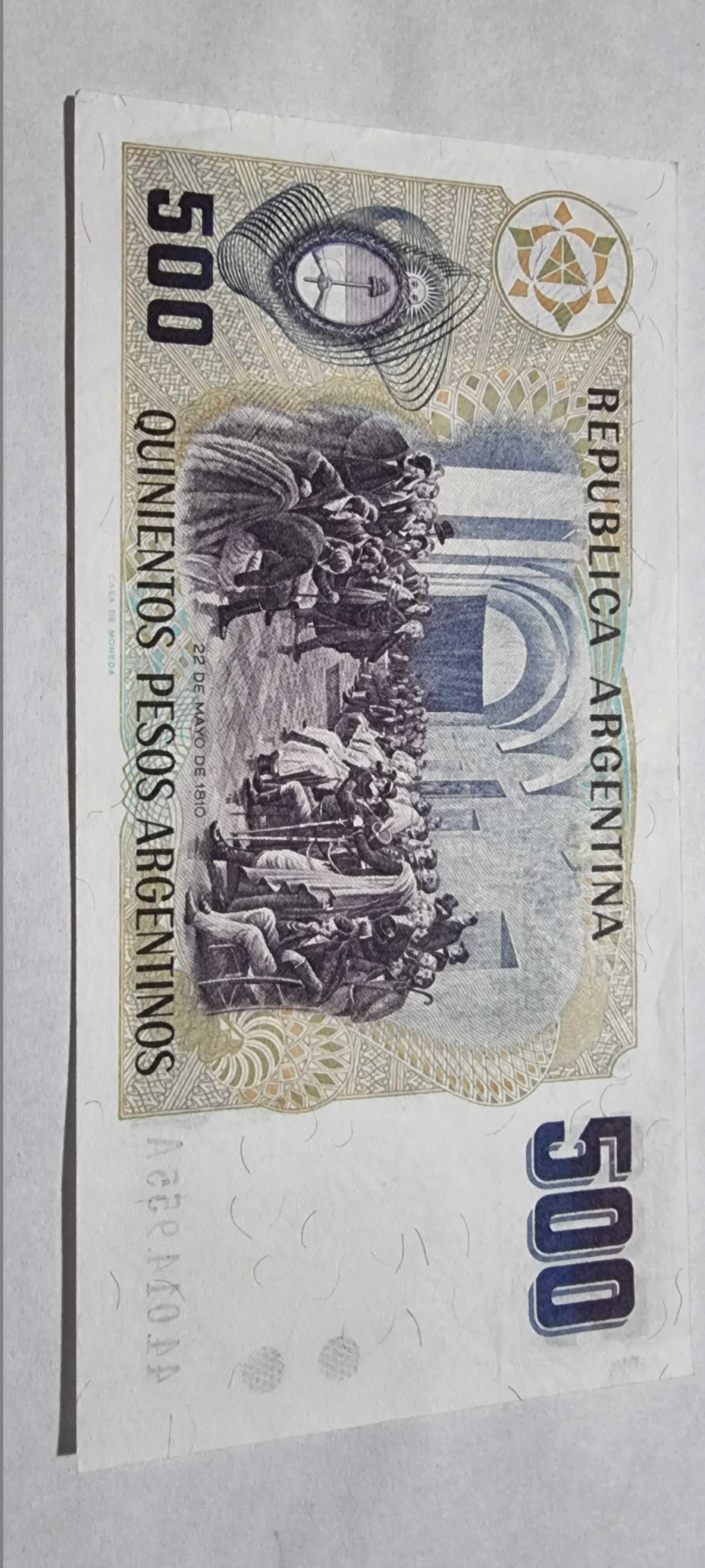 Reverso de 500 Pesos, ND (1984), Argentina