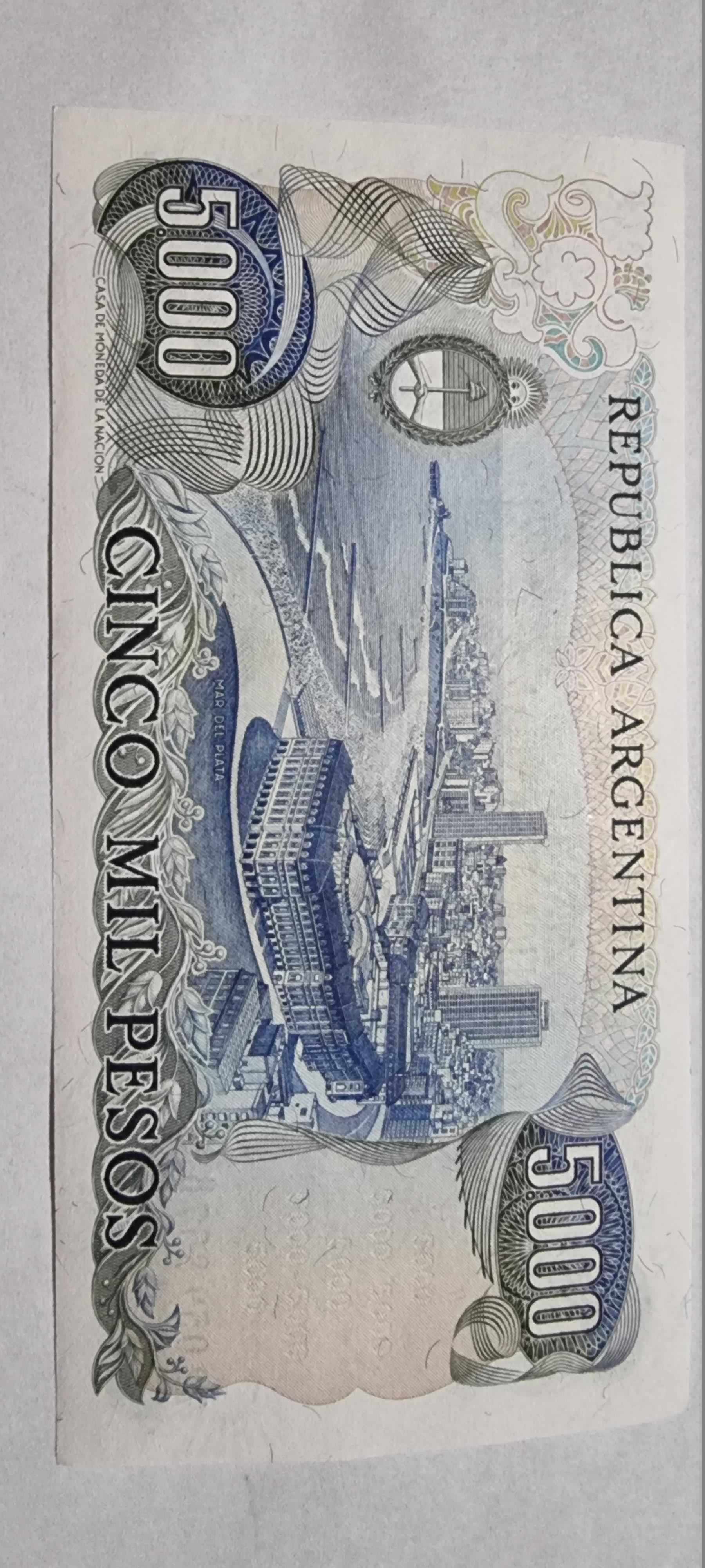 Reverso de 5000 Pesos, ND (1977-83)