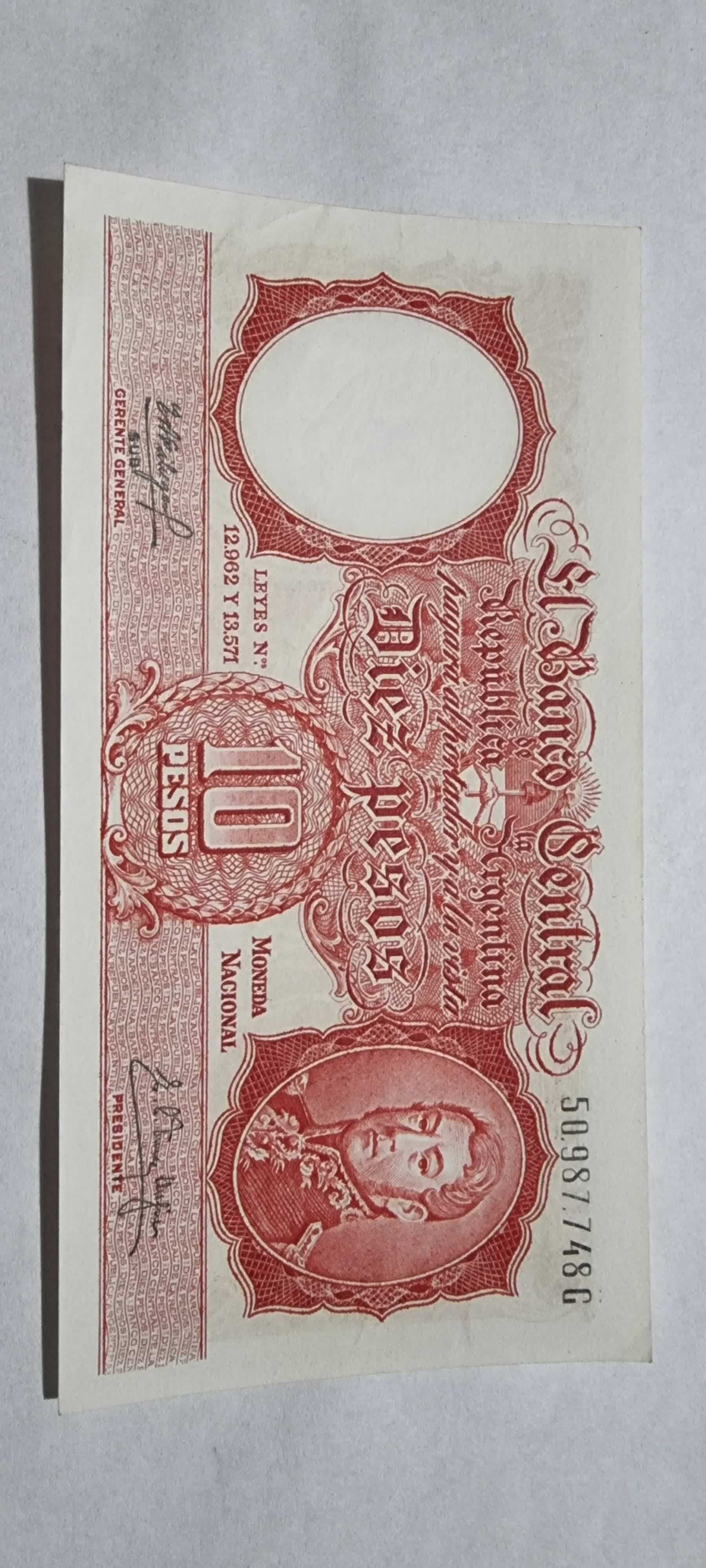 Anverso de 10 Pesos, L. 1935 (1942-1954), Argentina