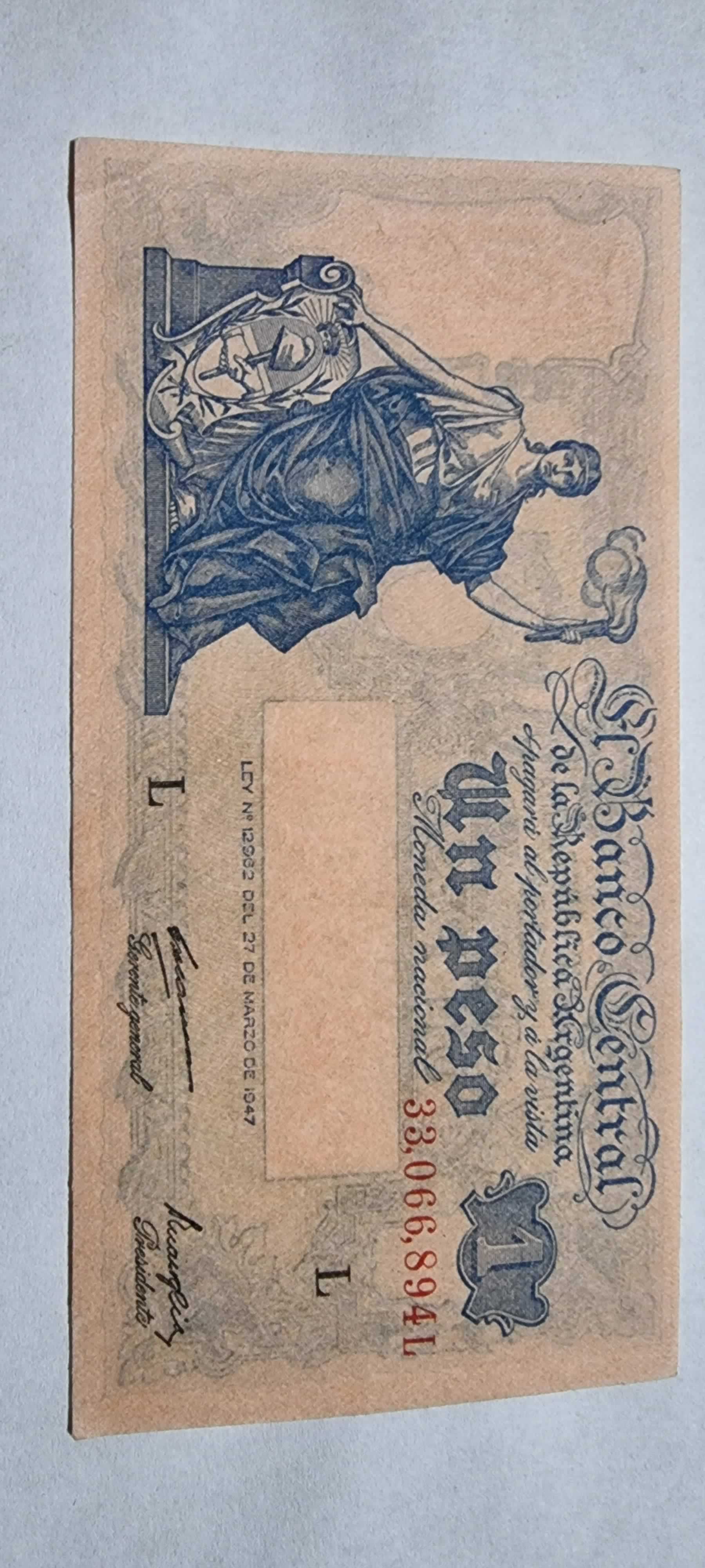 Anverso de 1 Peso, L. 1947 (1948-1951), Argentina