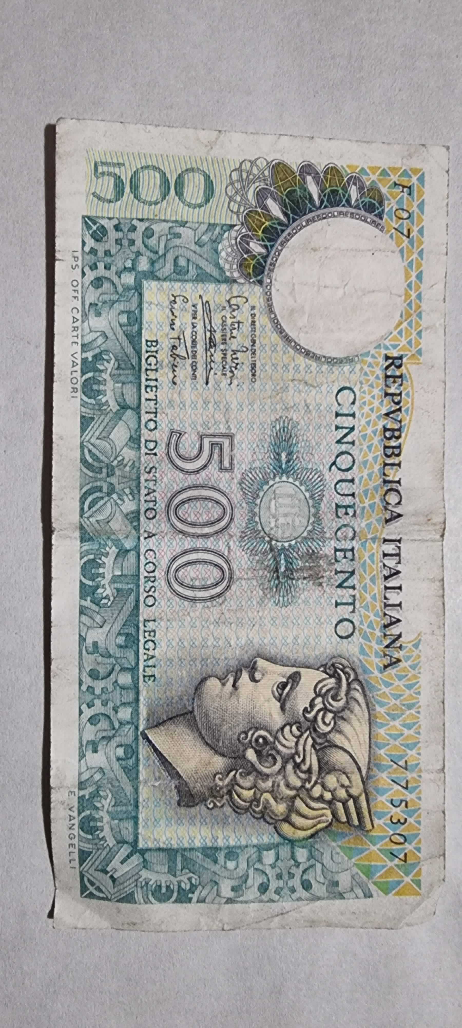 Anverso de 500 Lire, 14.02.1974 - 02.04.1979