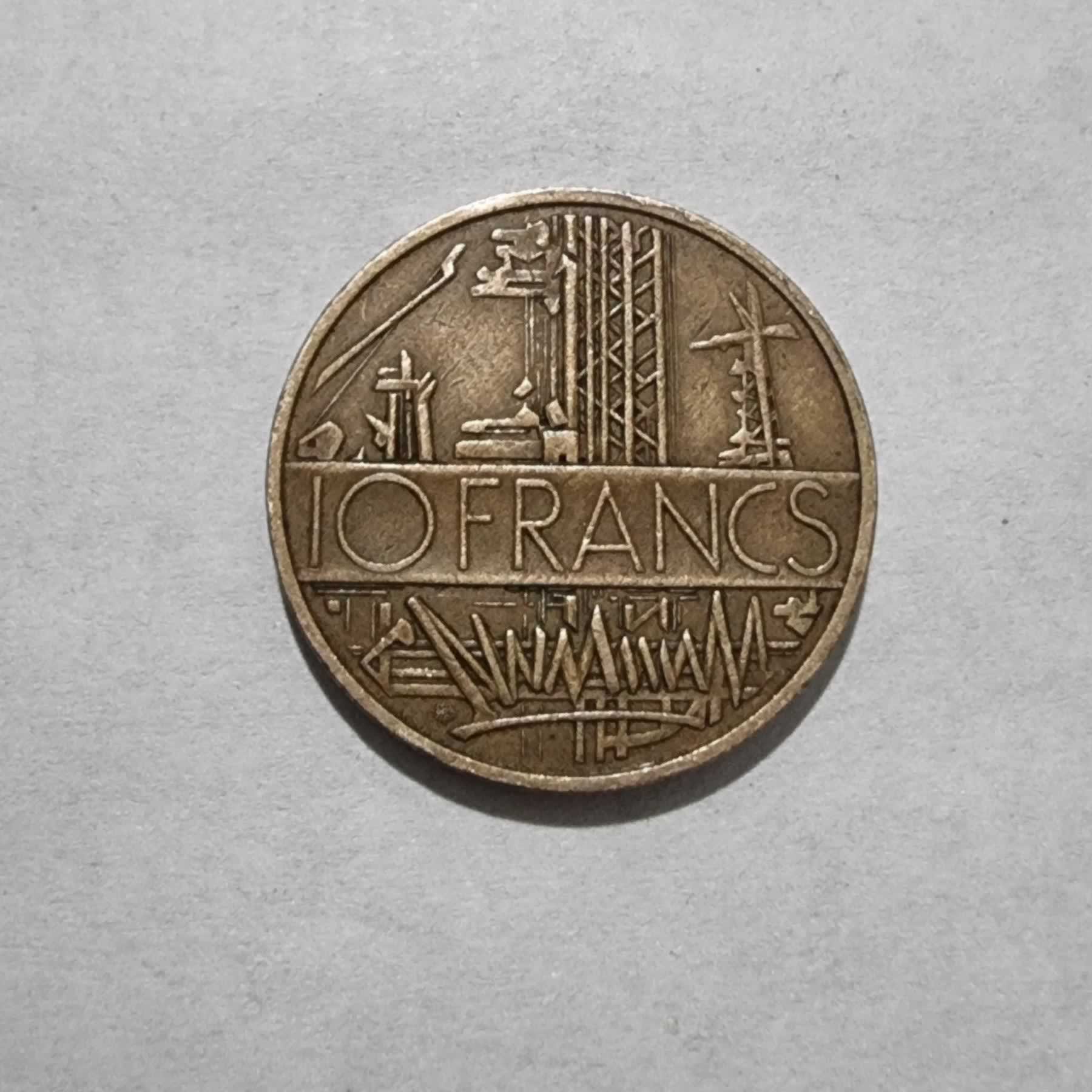 Reverso de 10 Francs, 1976