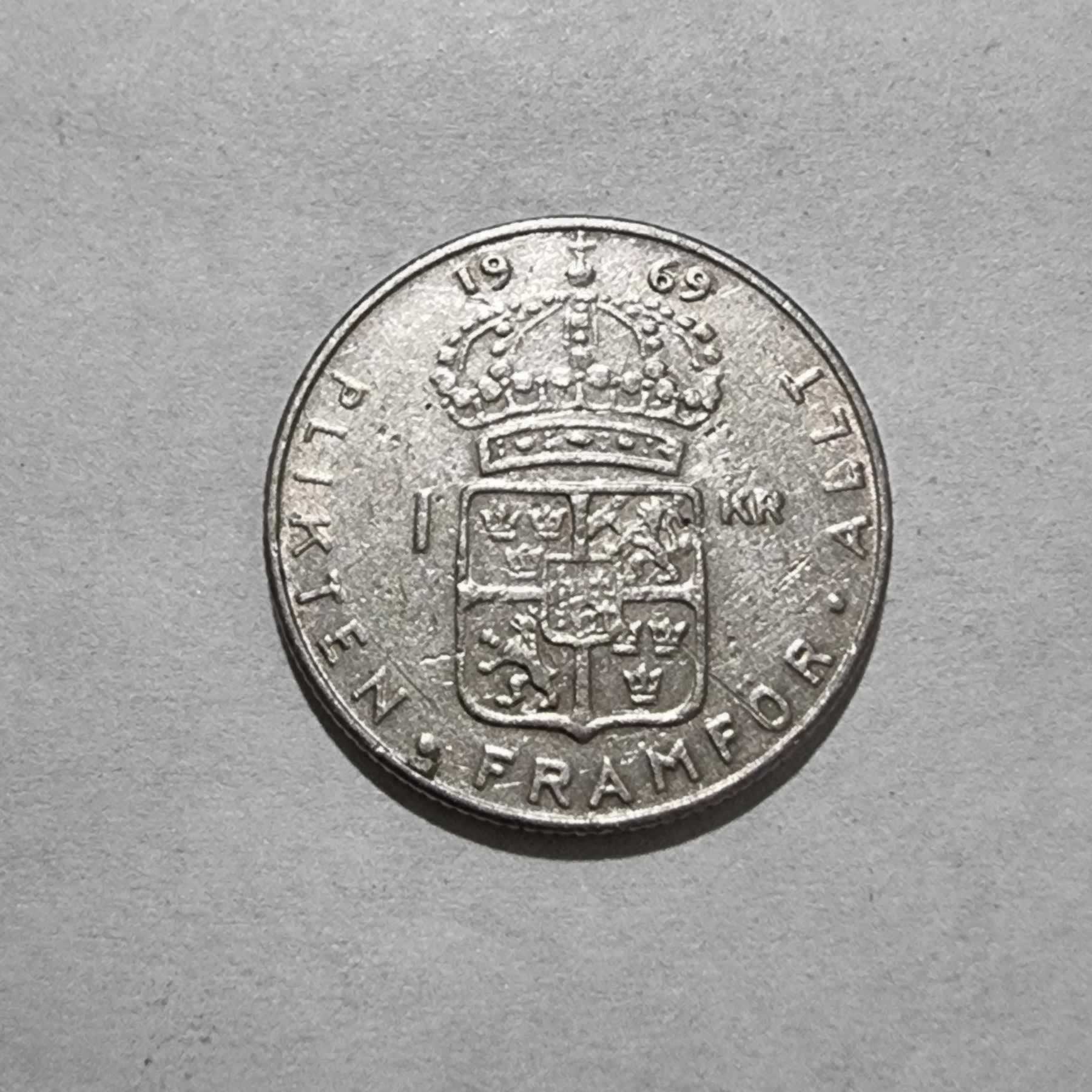 Reverso de 1 Corona, 1969 U