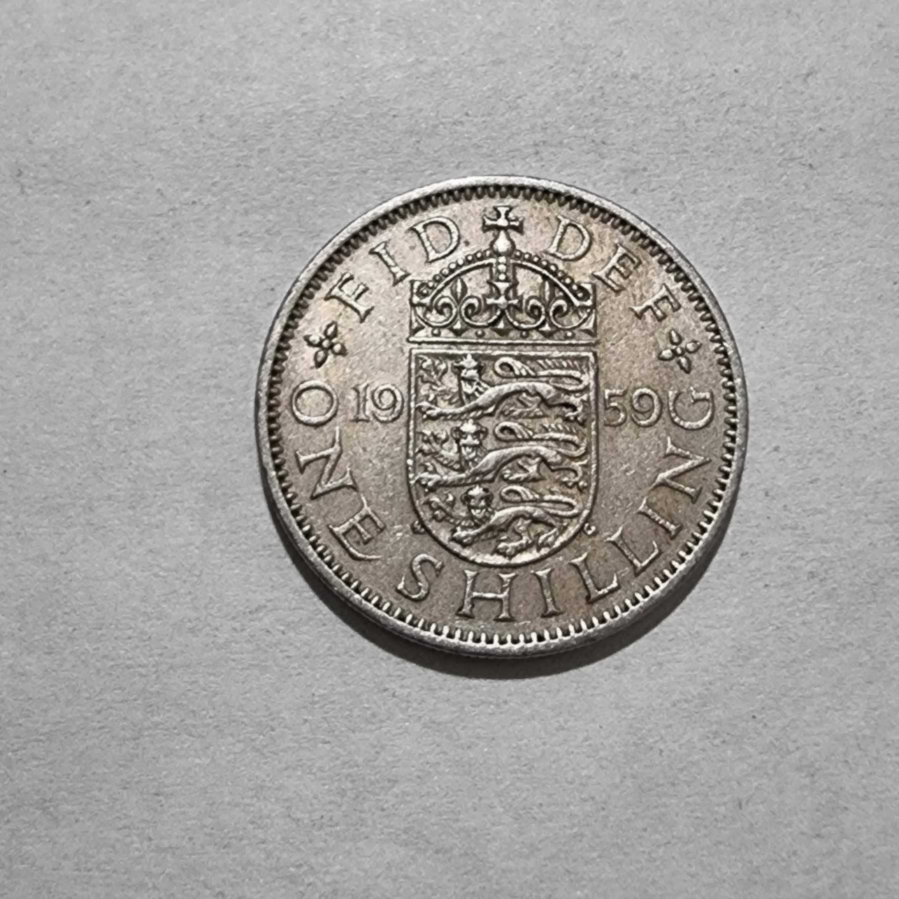 Reverso de 1 Shilling, 1959