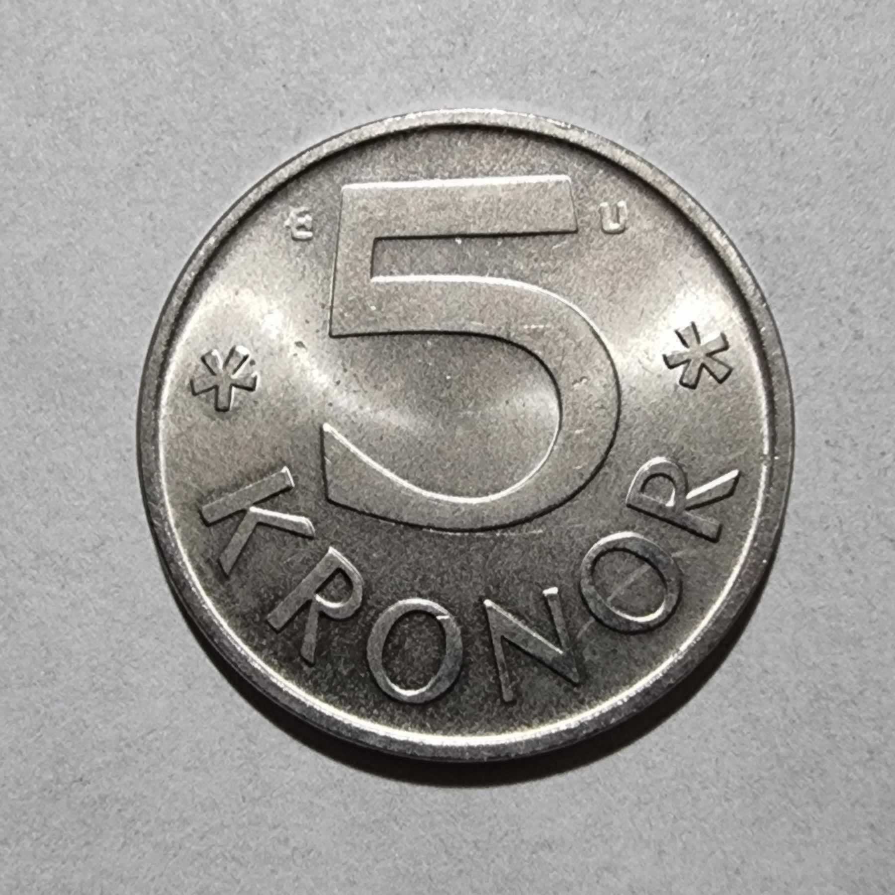 Reverso de 5 Kronor, 1978 U
