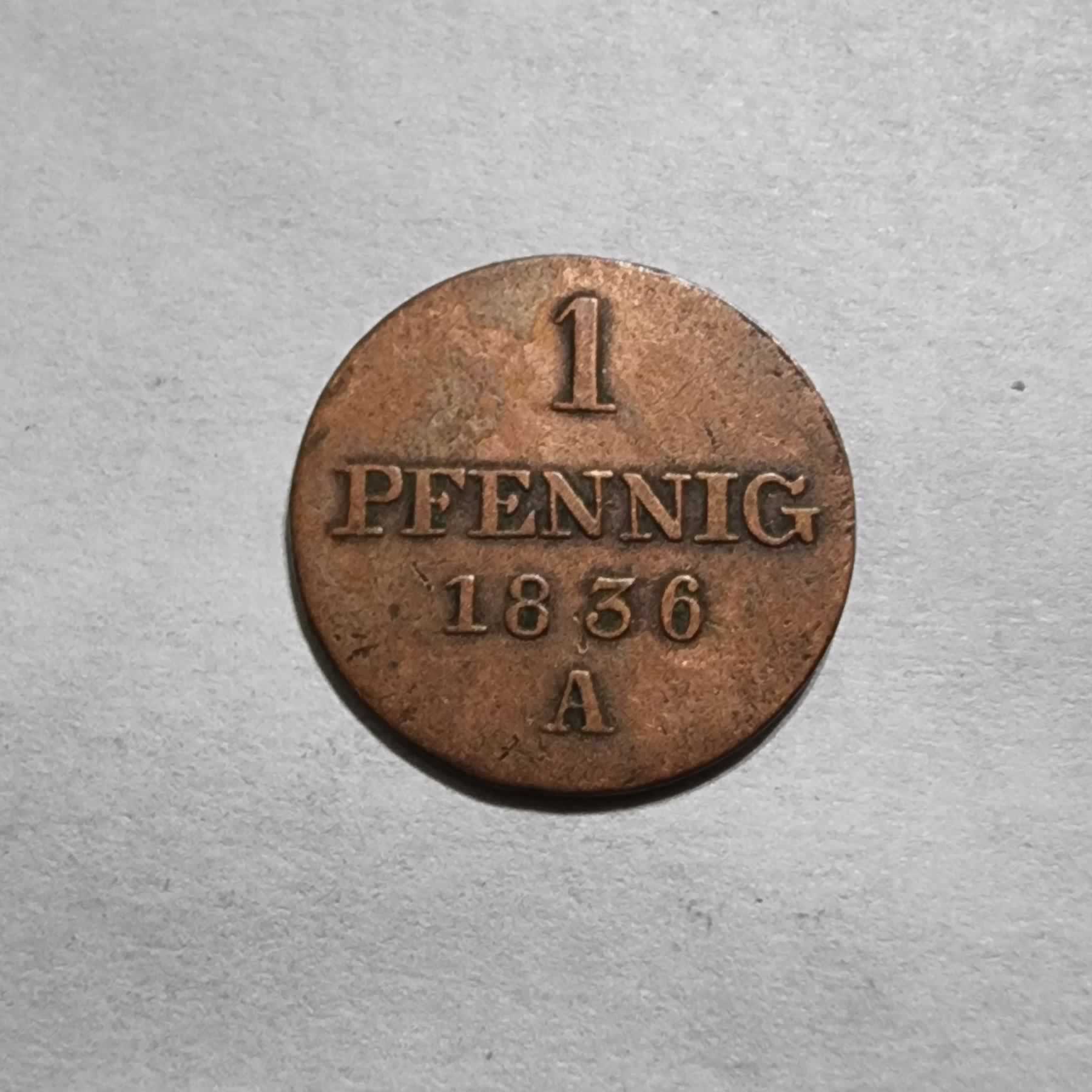 Reverso de 1 Pfennig, 1836 A