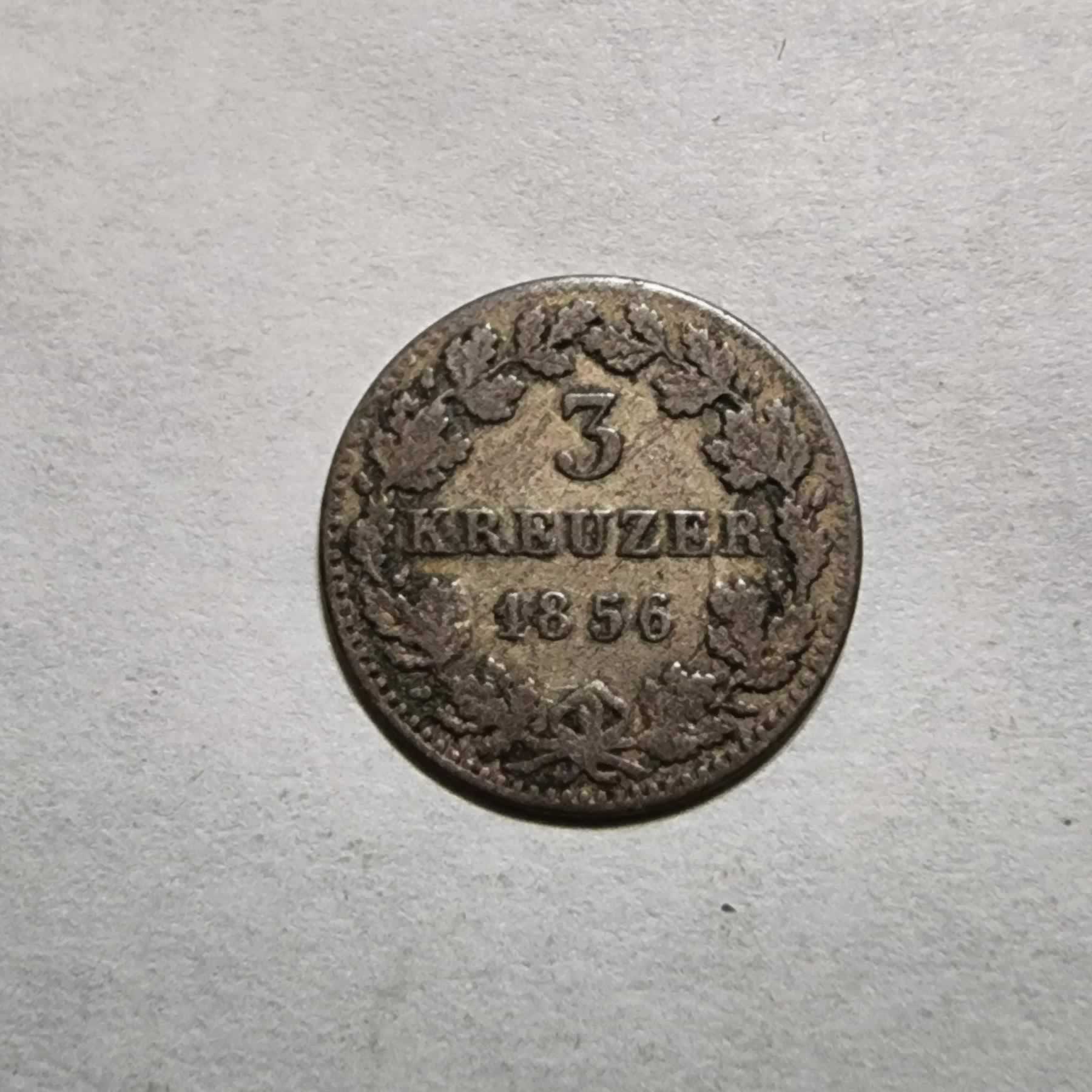 Reverso de 3 Kreuzer, 1856