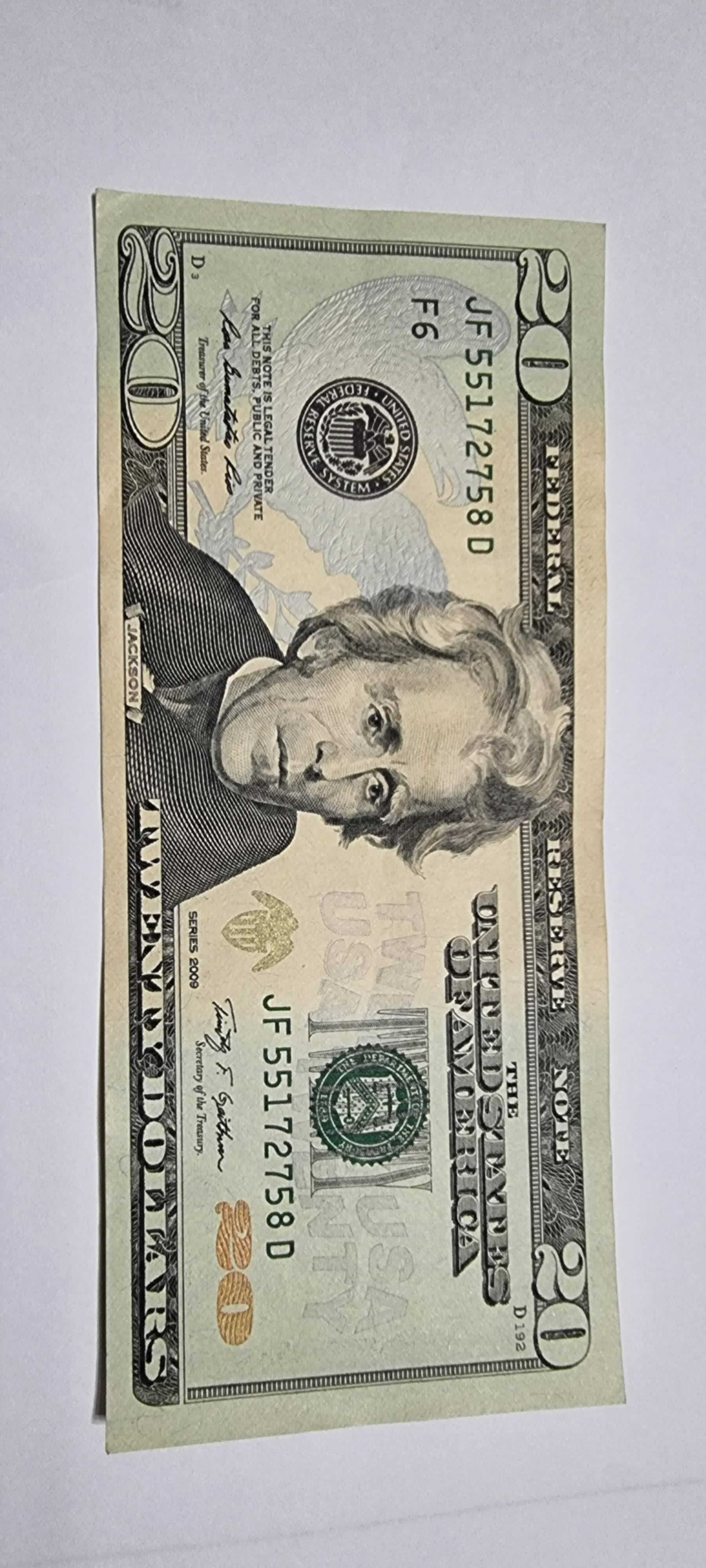 Anverso de 20 Dollars, 2009, Estados Unidos
