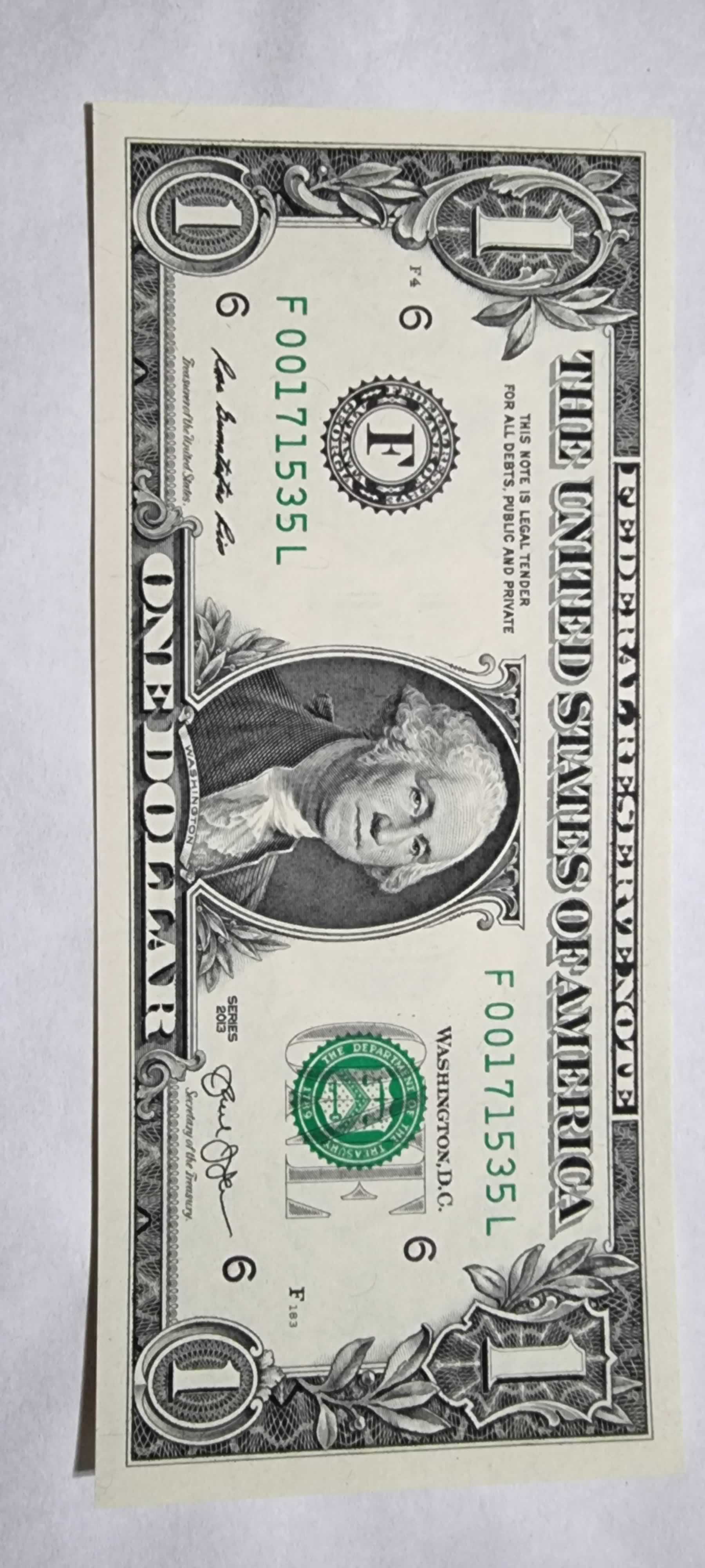 Anverso de 1 Dollar, 2013, Estados Unidos