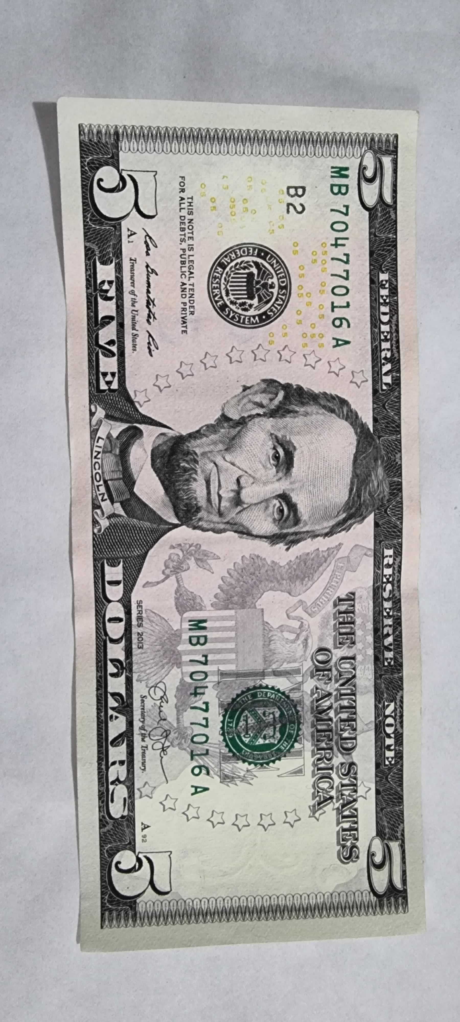 Anverso de 5 Dollars, 2013