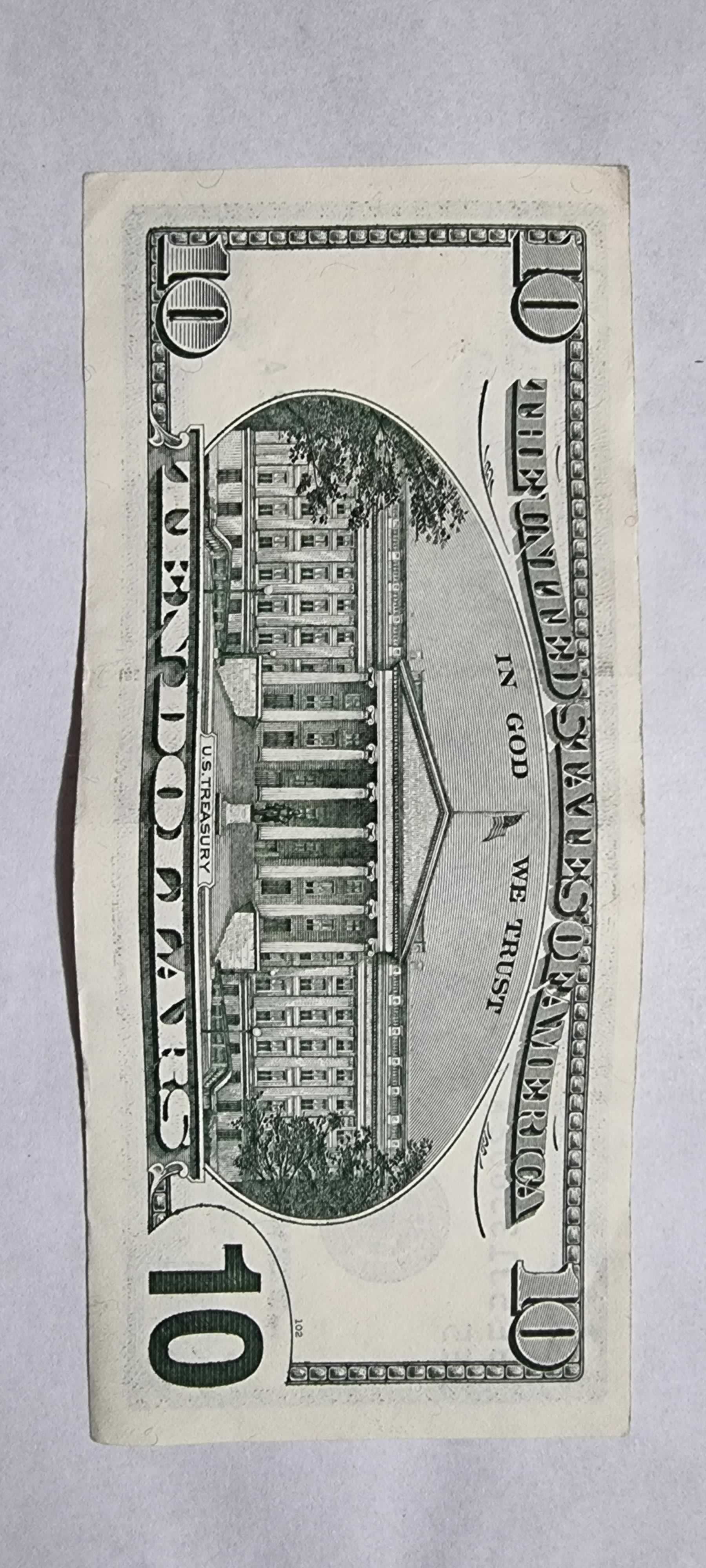 Reverso de 10 Dollars, 1999, Estados Unidos