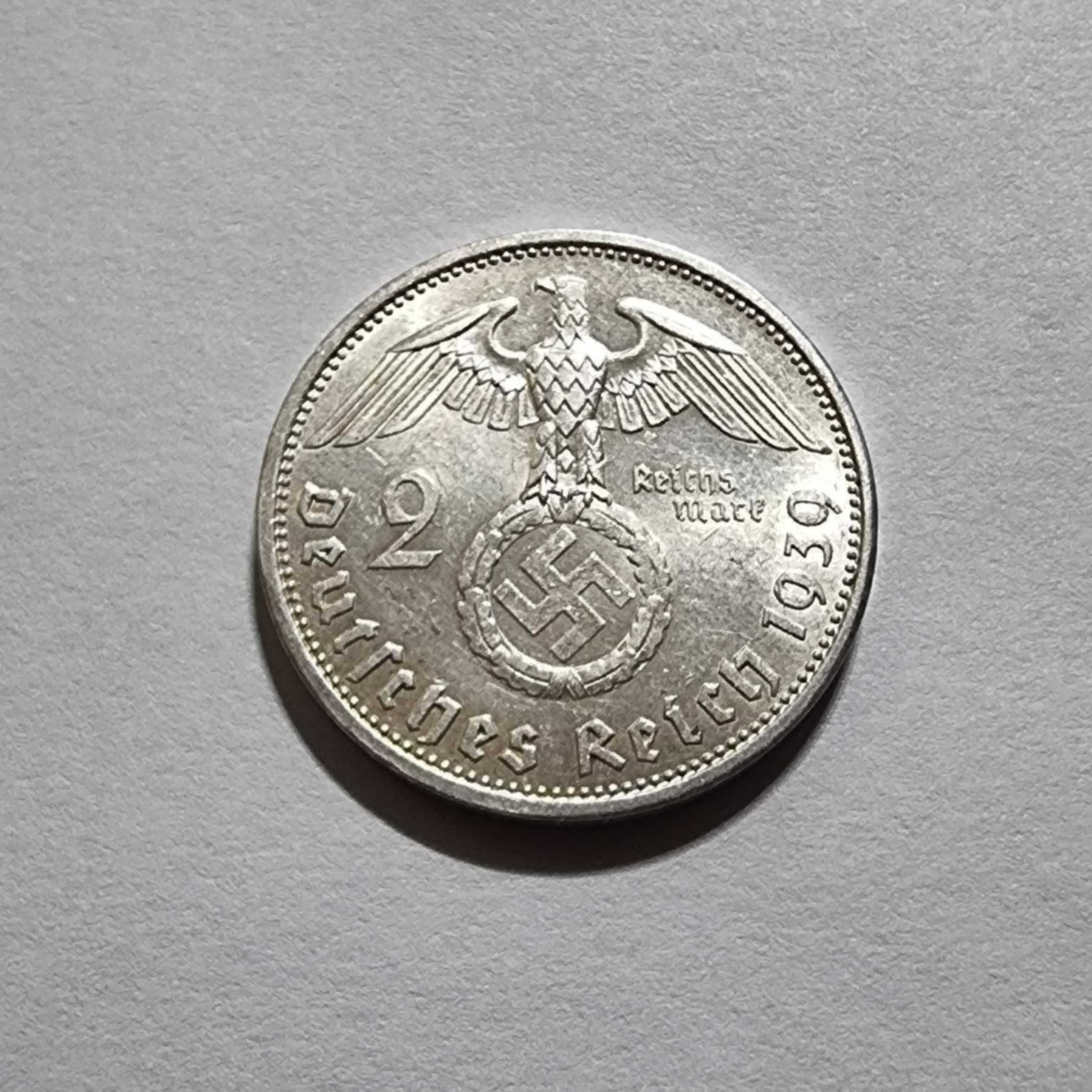 Reverso de 2 Reichsmark, 1939 A