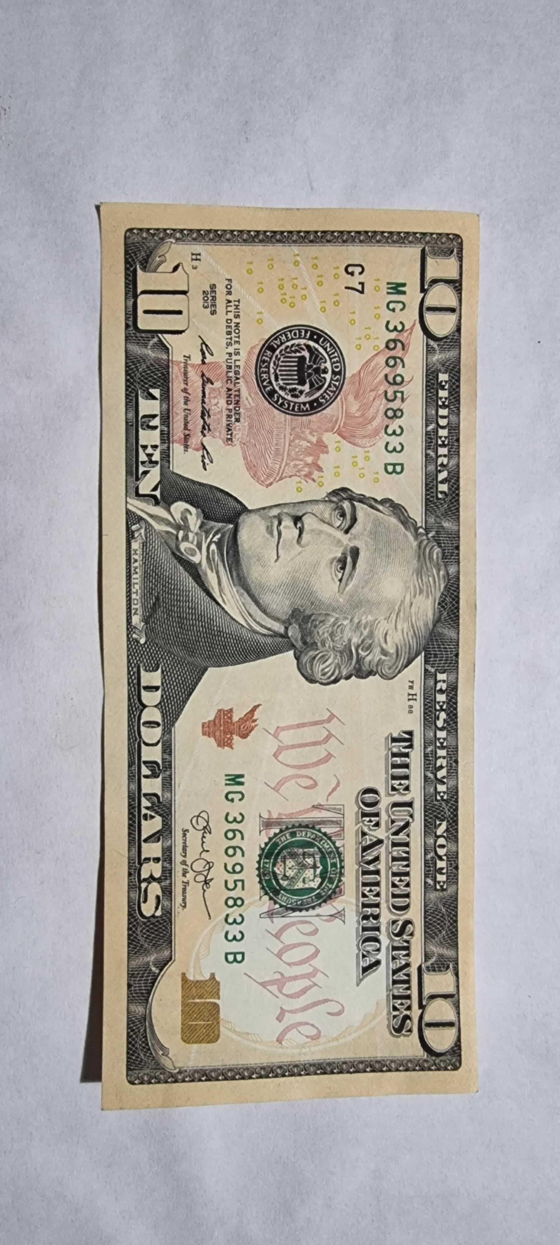 Anverso de 10 Dollars, 2013