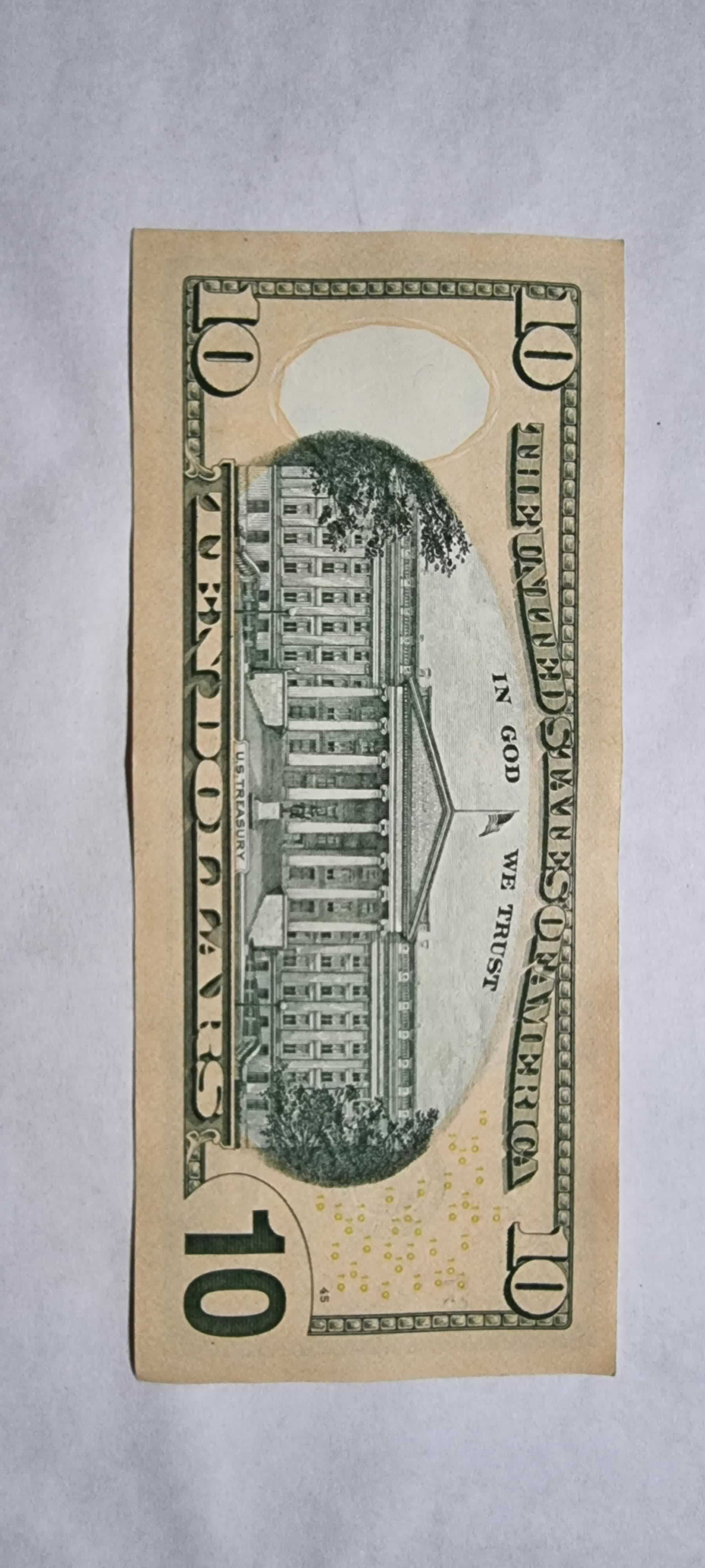 Reverso de 10 Dollars, 2013