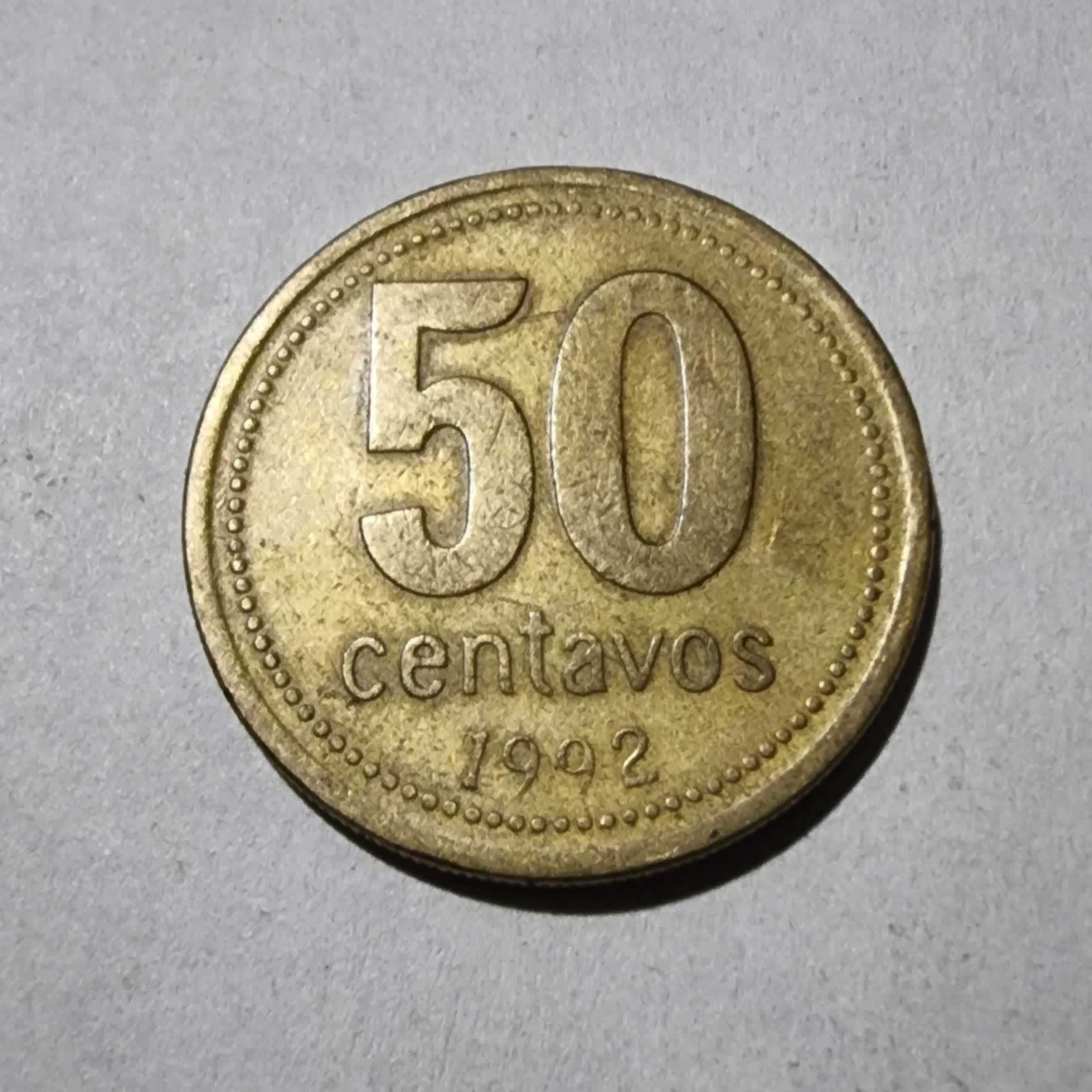 Reverso de 50 centavos, 1992, Argentina