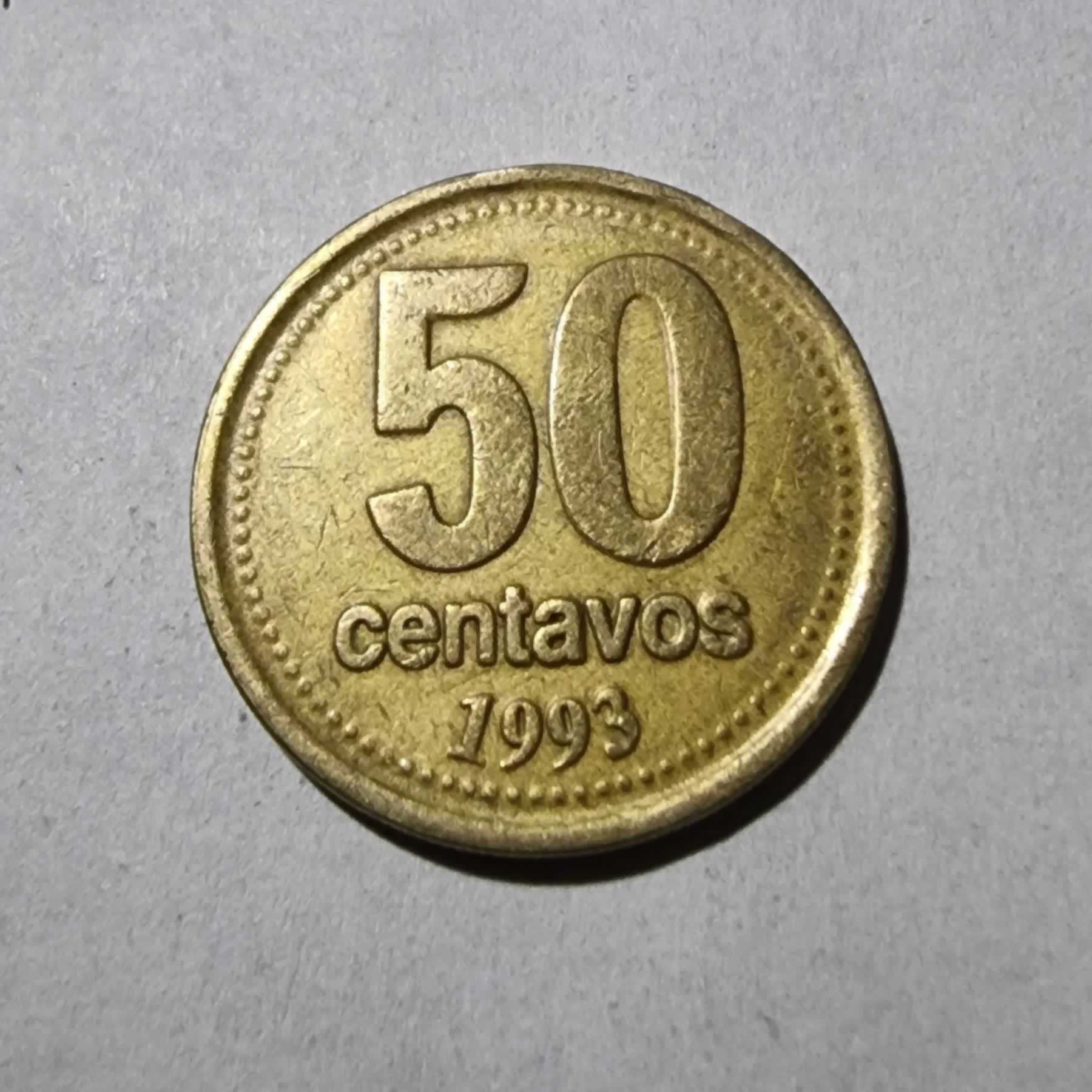 Reverso de 50 centavos, 1993, Argentina