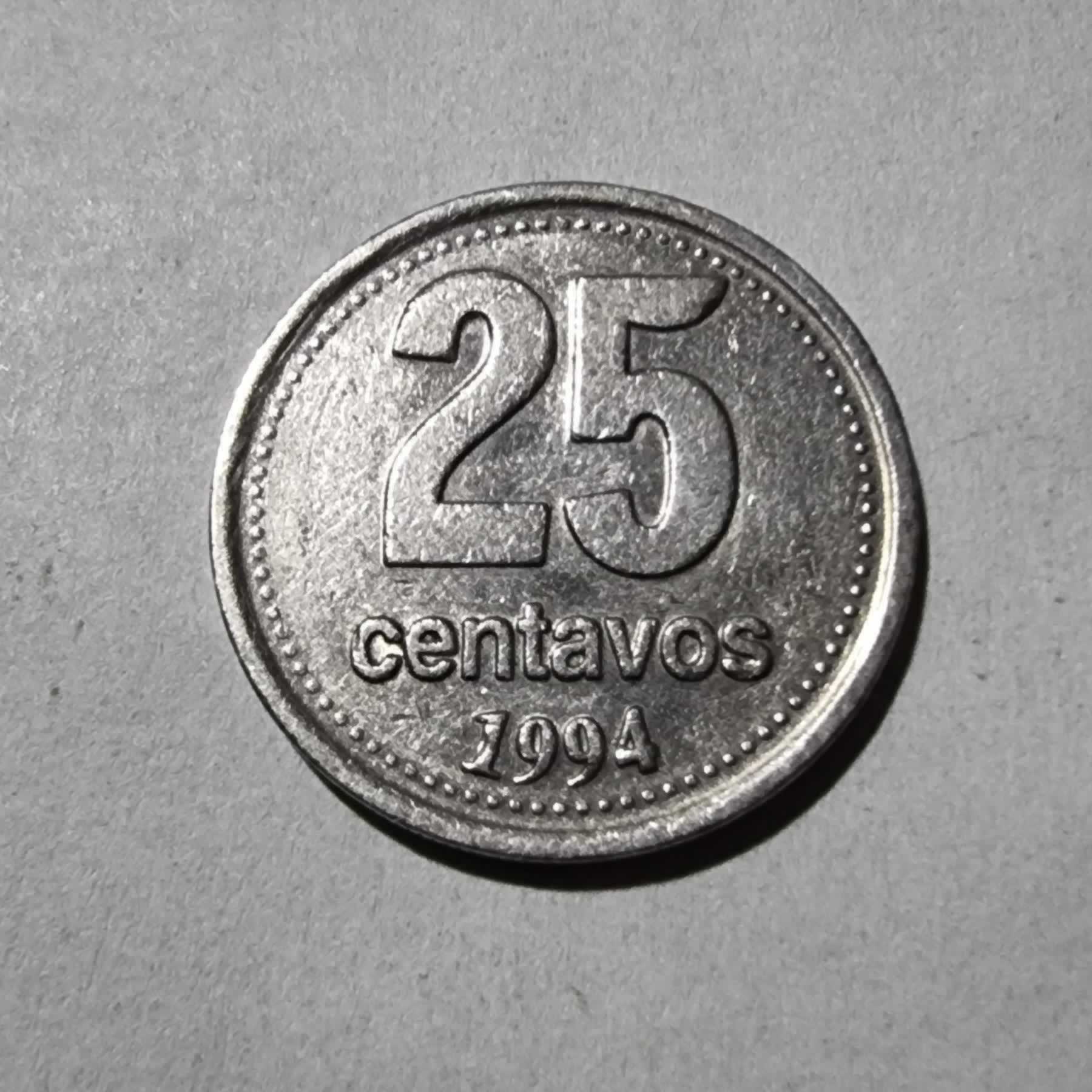 Reverso de 25 centavos, 1994, Argentina