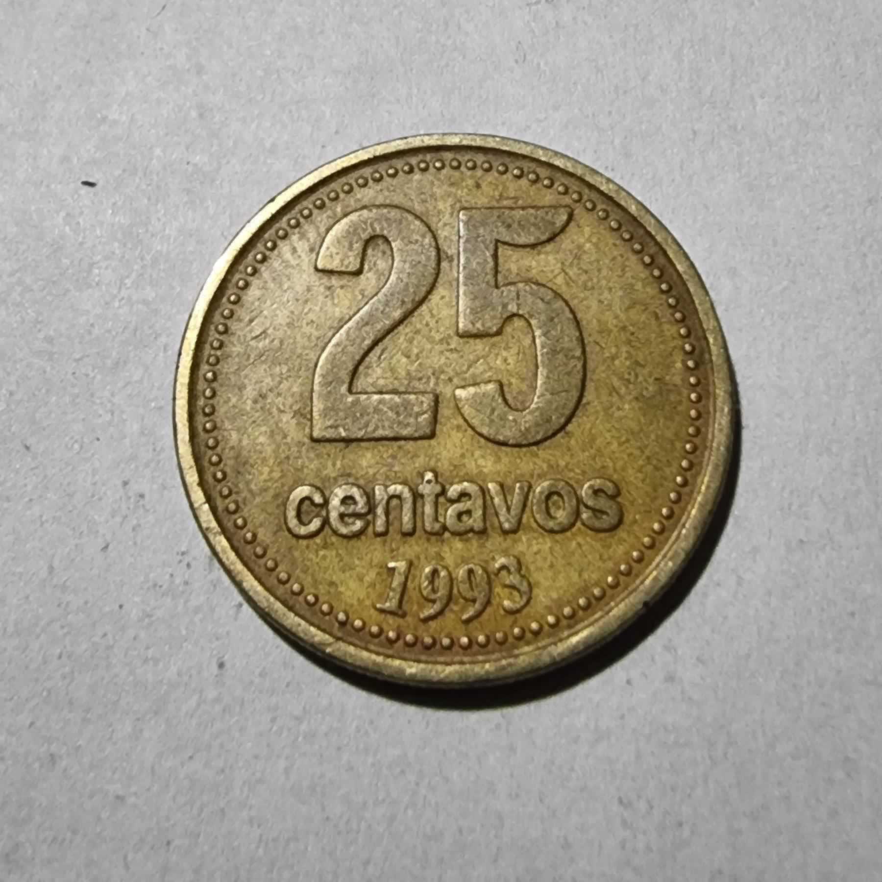 Reverso de 25 centavos, 1993