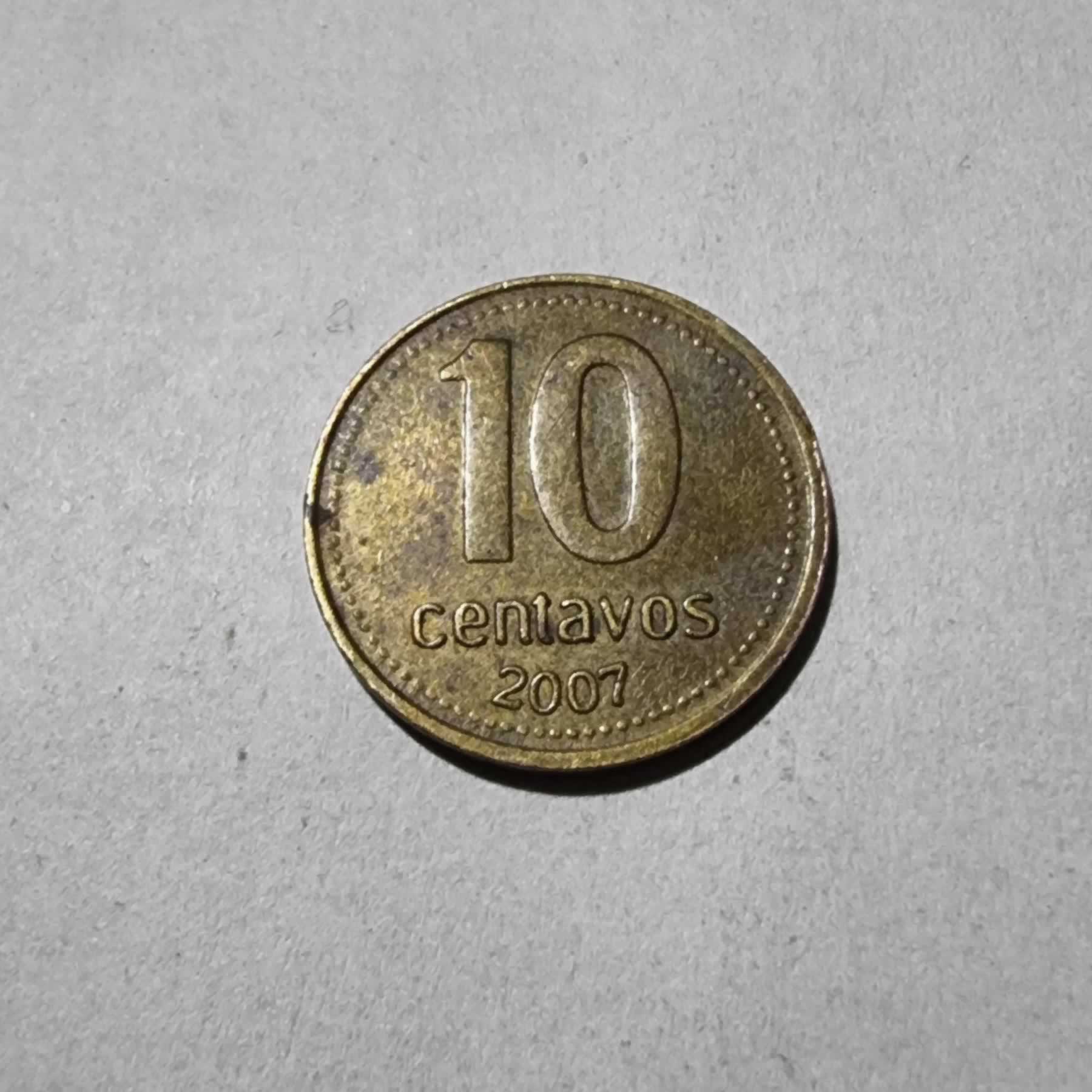 Reverso de 10 centavos, 2007, Argentina