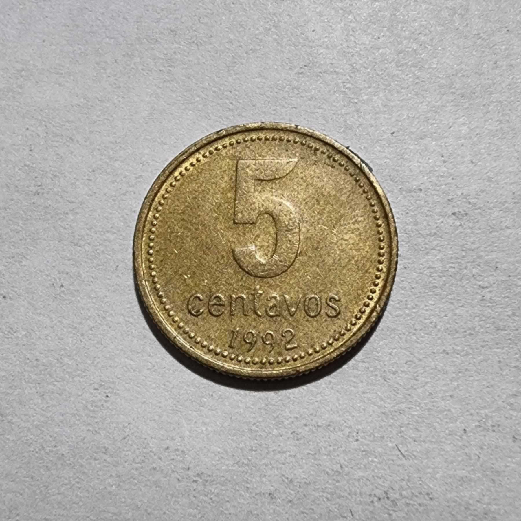 Reverso de 5 centavos, 1992