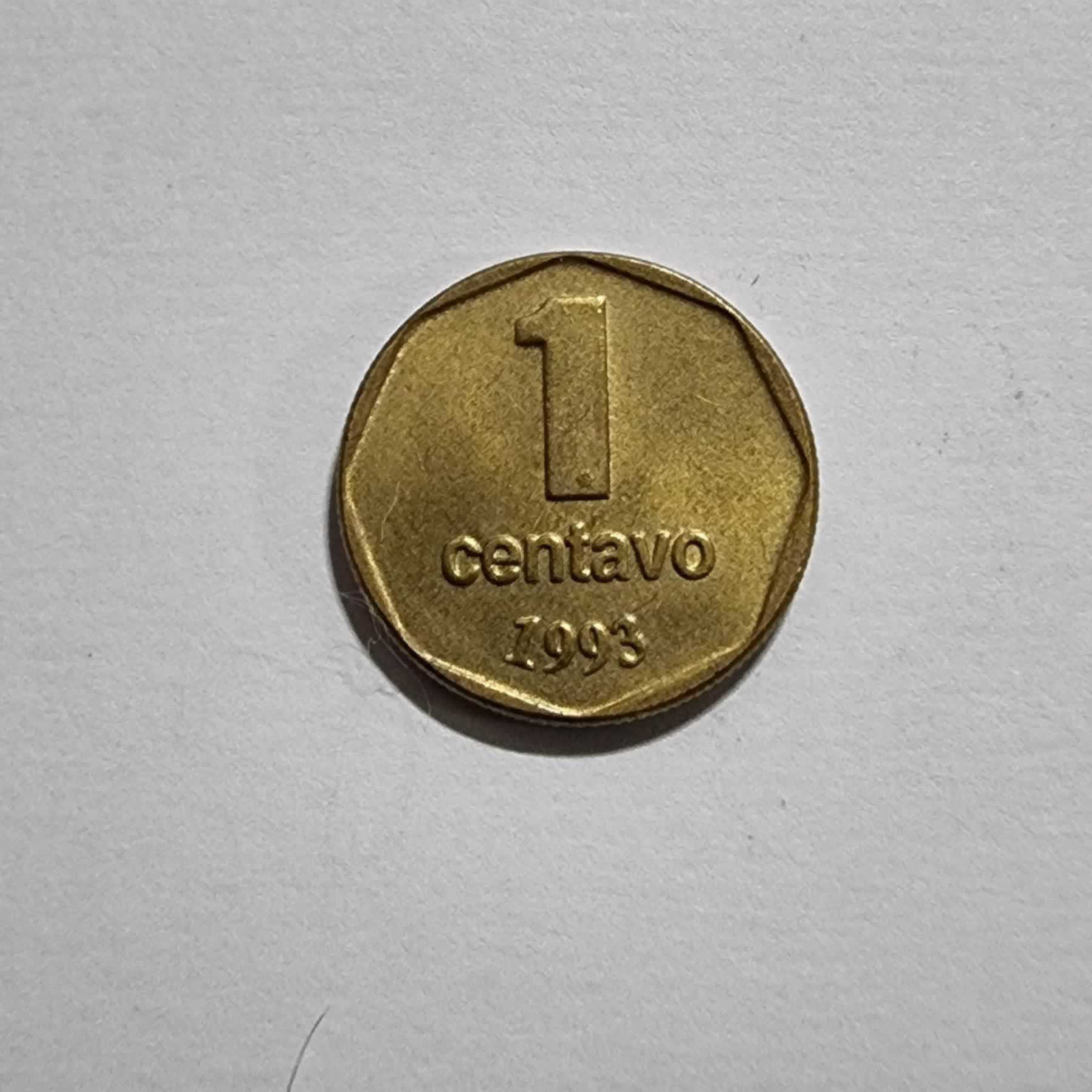 Reverso de 1 centavo, 1993, Argentina