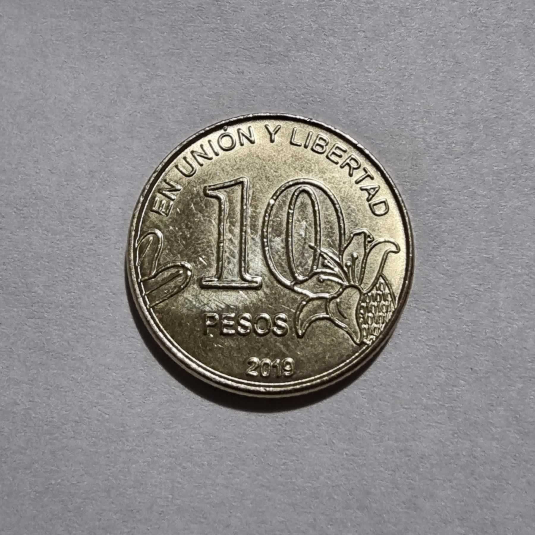Reverso de 10 Pesos, 2019