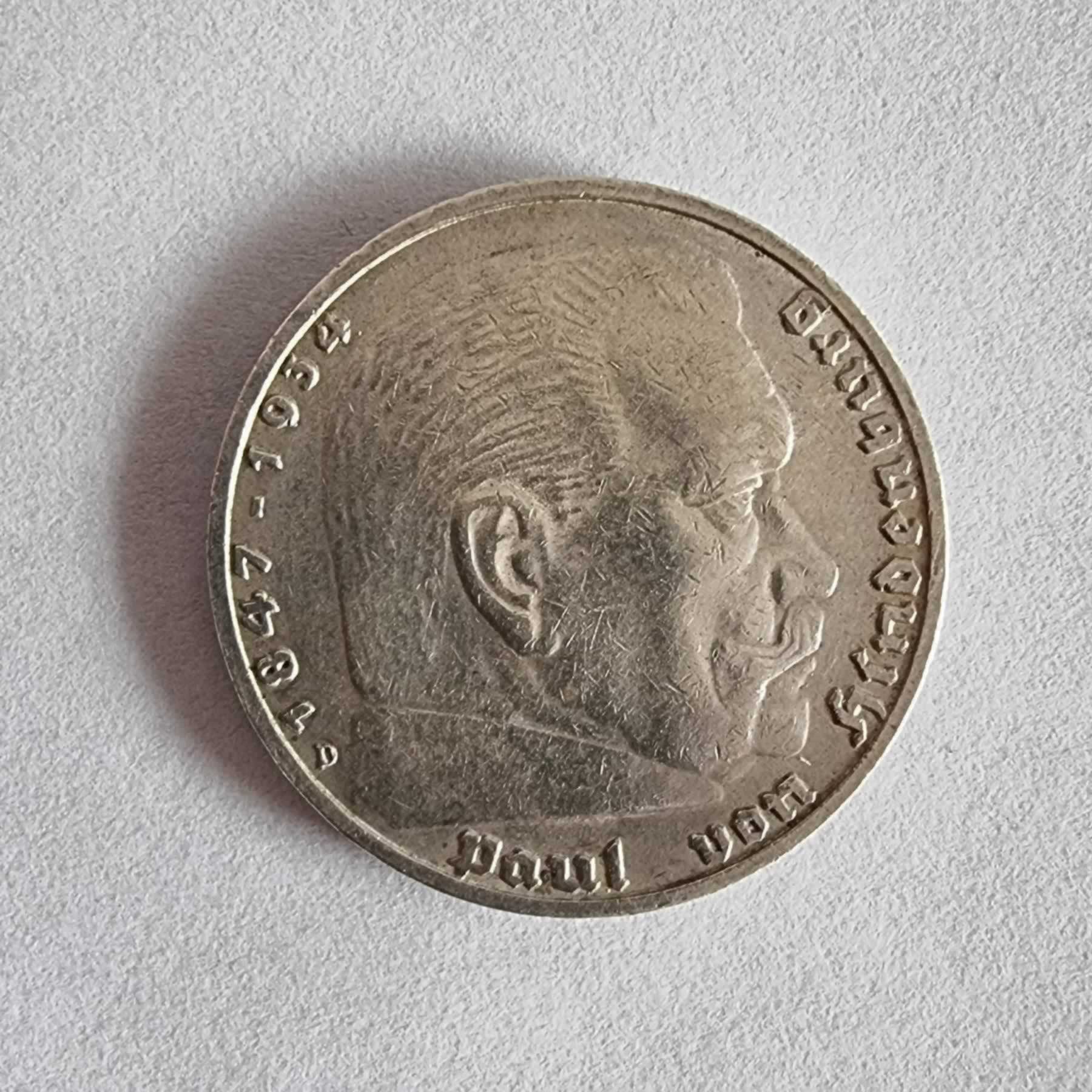 Anverso de 5 Reichsmark, 1938 D