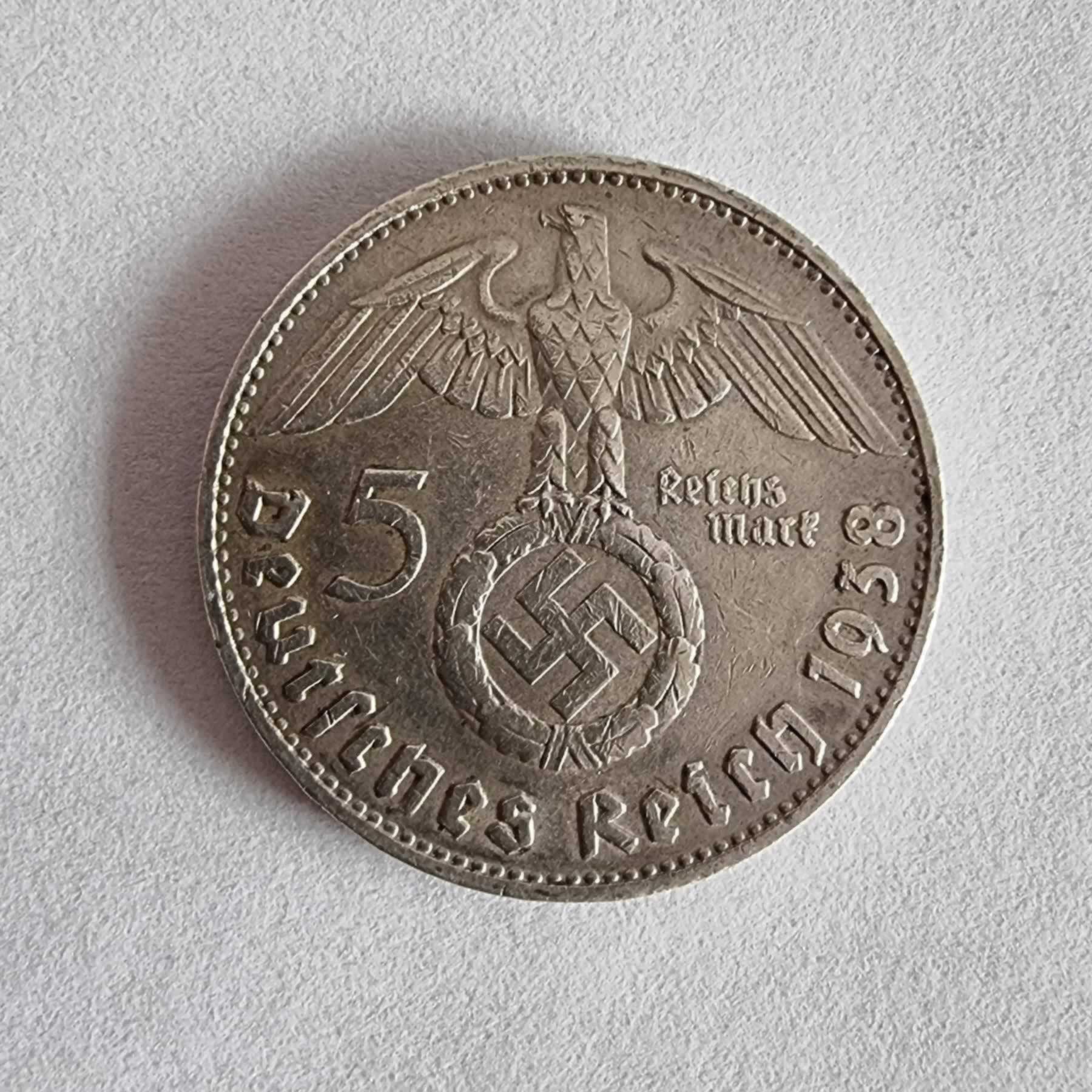 Reverso de 5 Reichsmark, 1938 D