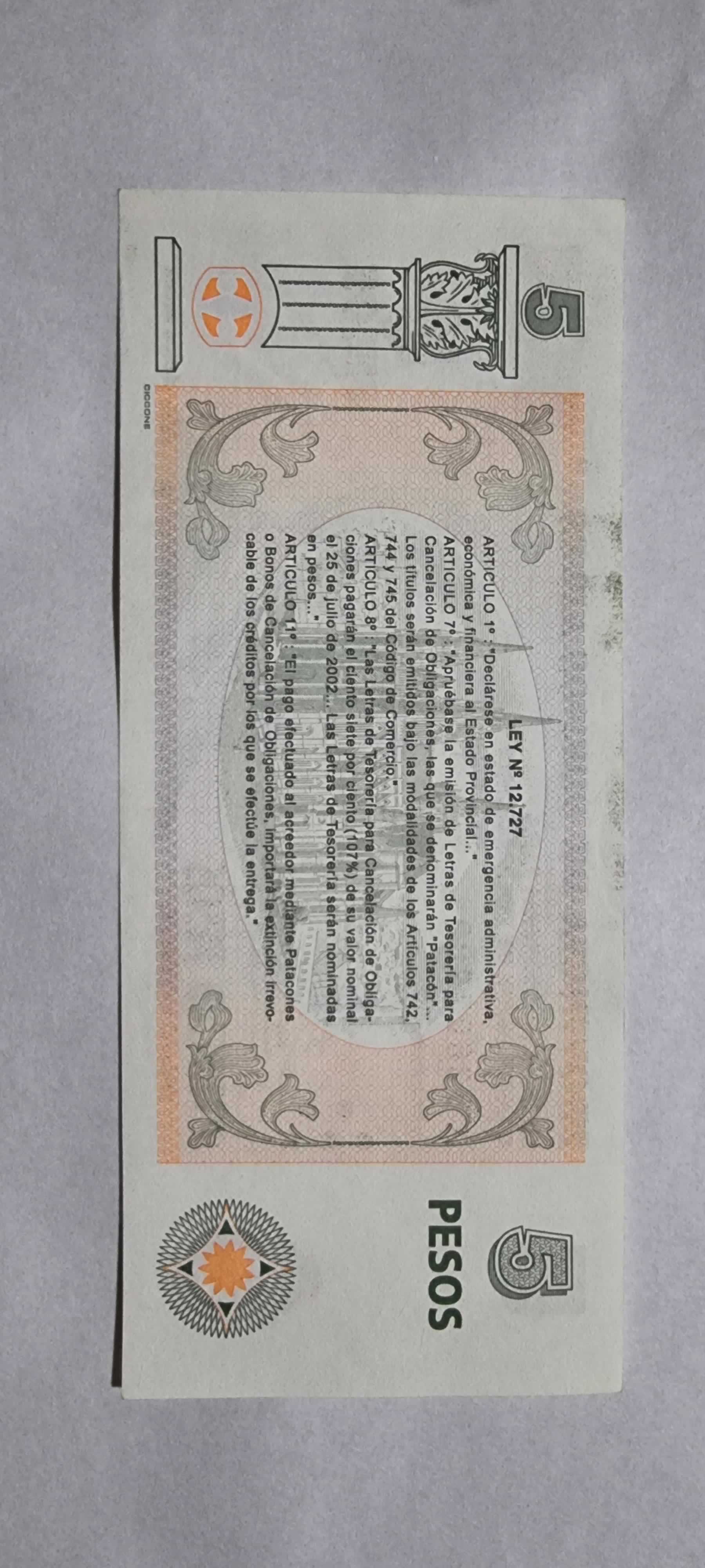Reverso de 5 pesos, 2002