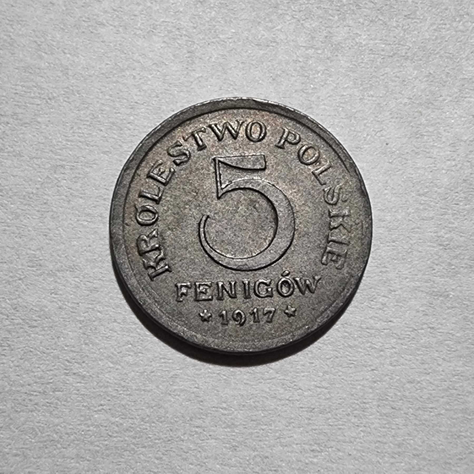 Reverso de 5 Fenigow, 1917 FF