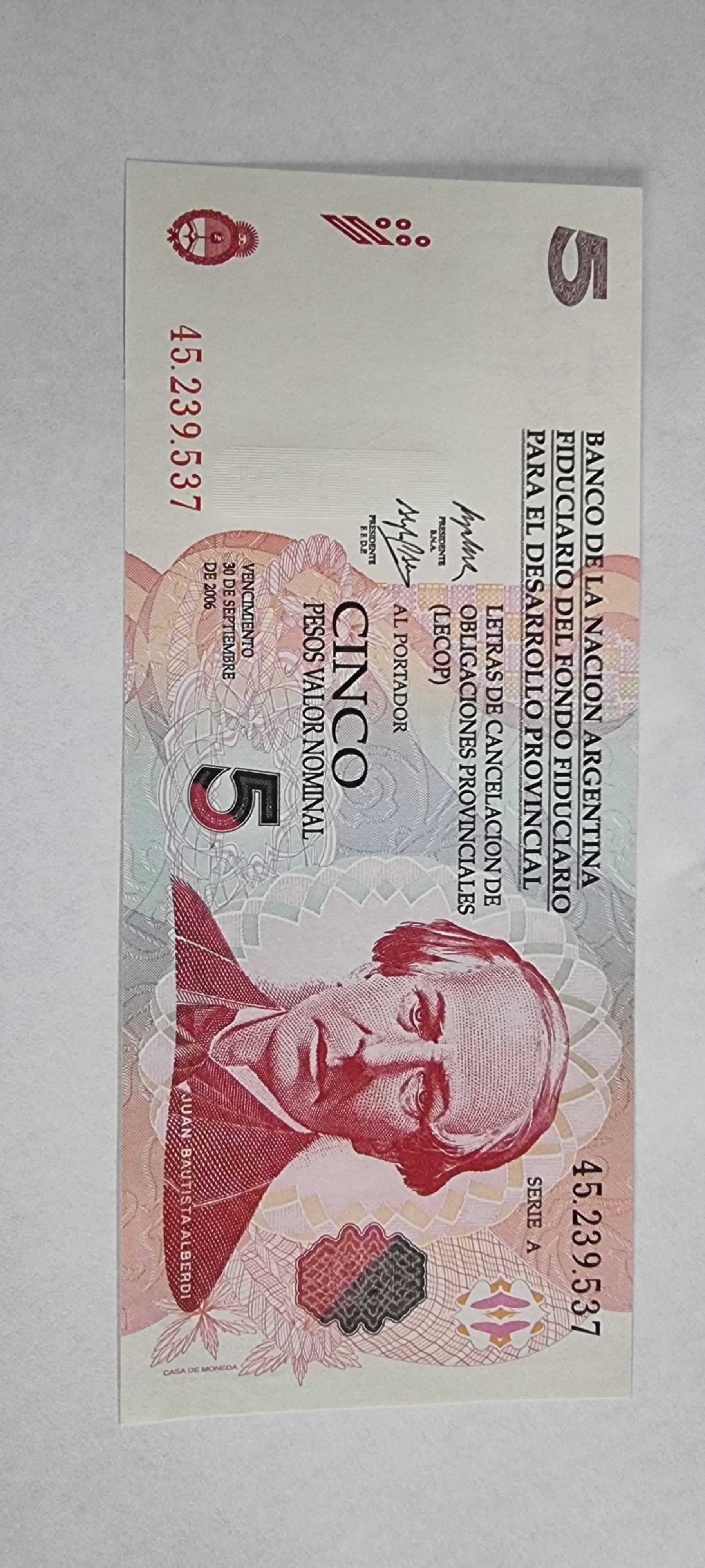 Anverso de 5 pesos, 2001-2006