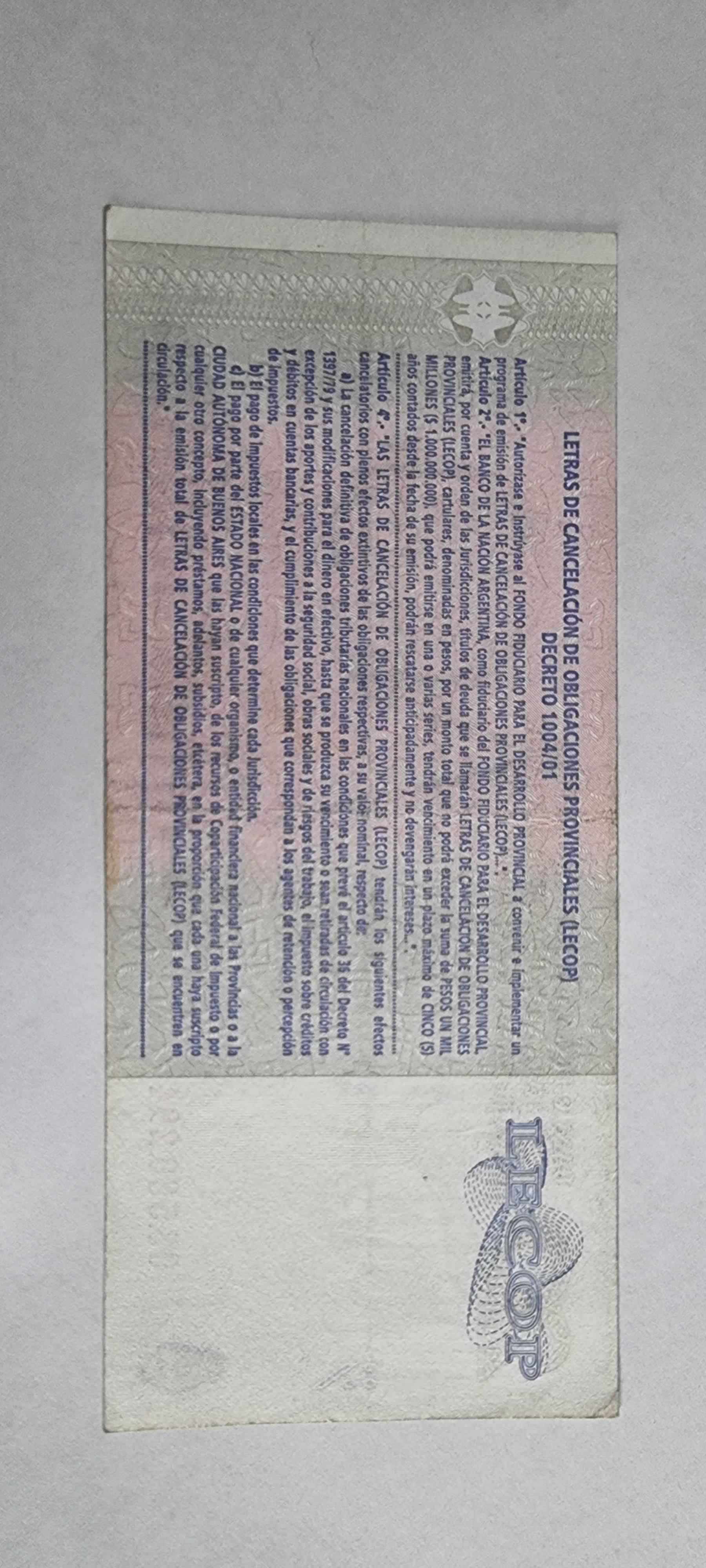 Reverso de 20 Pesos, 2001-2006