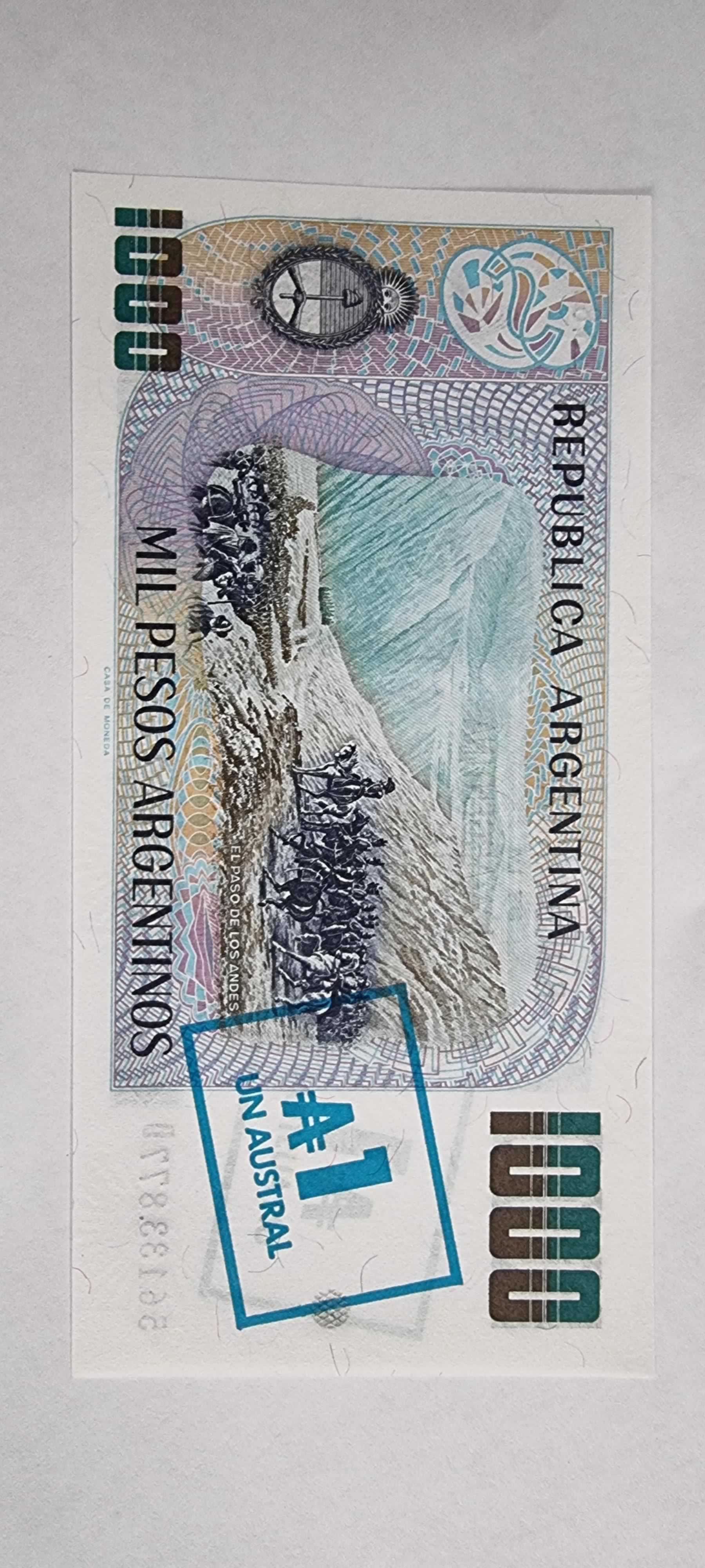 Reverso de 1000 Pesos, 1985
