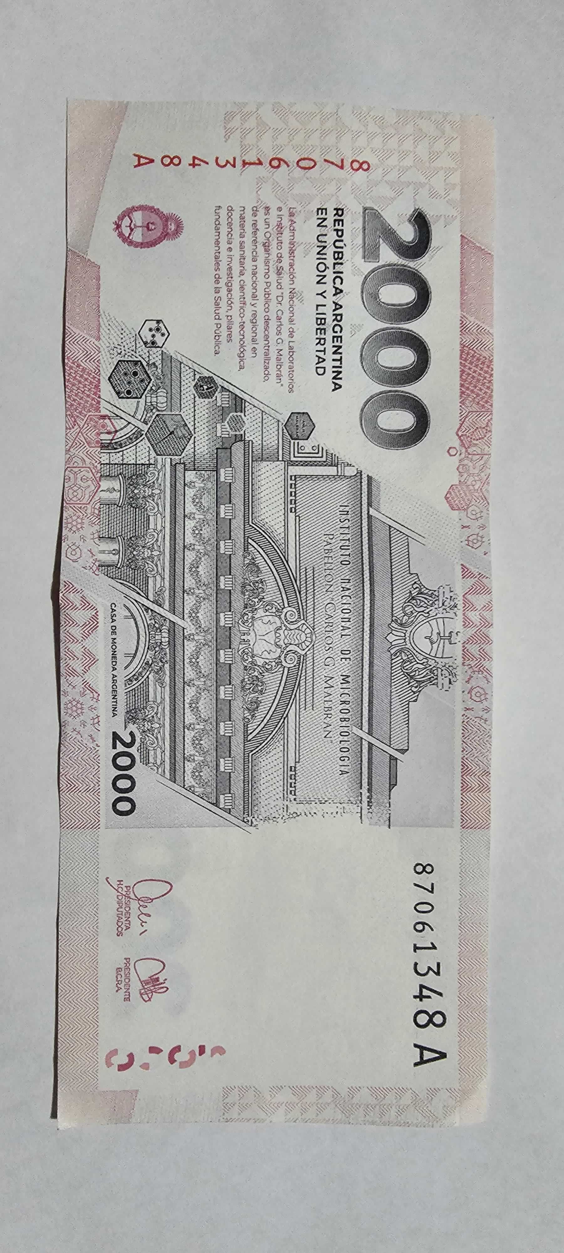 Reverso de 2000 Pesos, 2023
