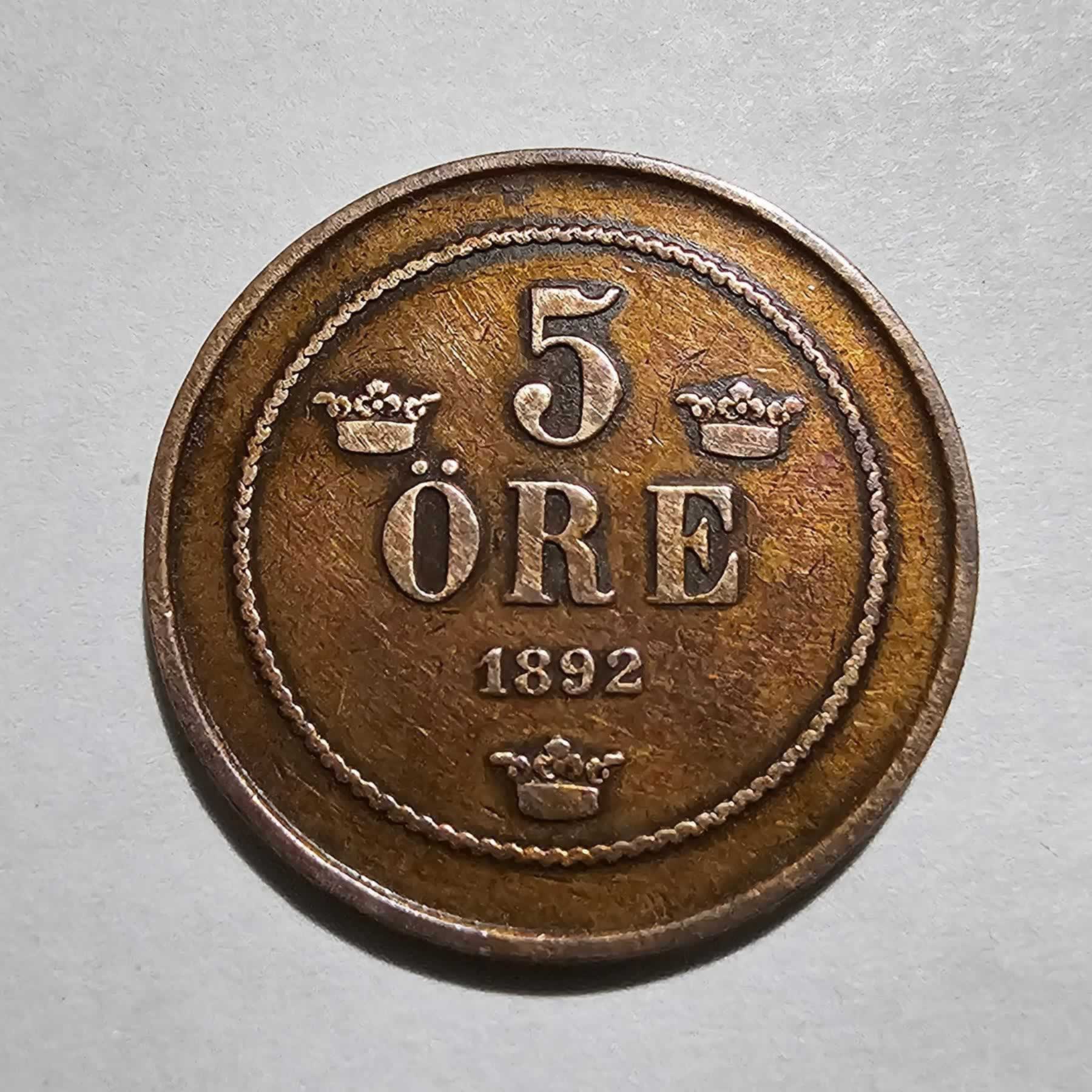 Reverso de 5 Ore, 1892