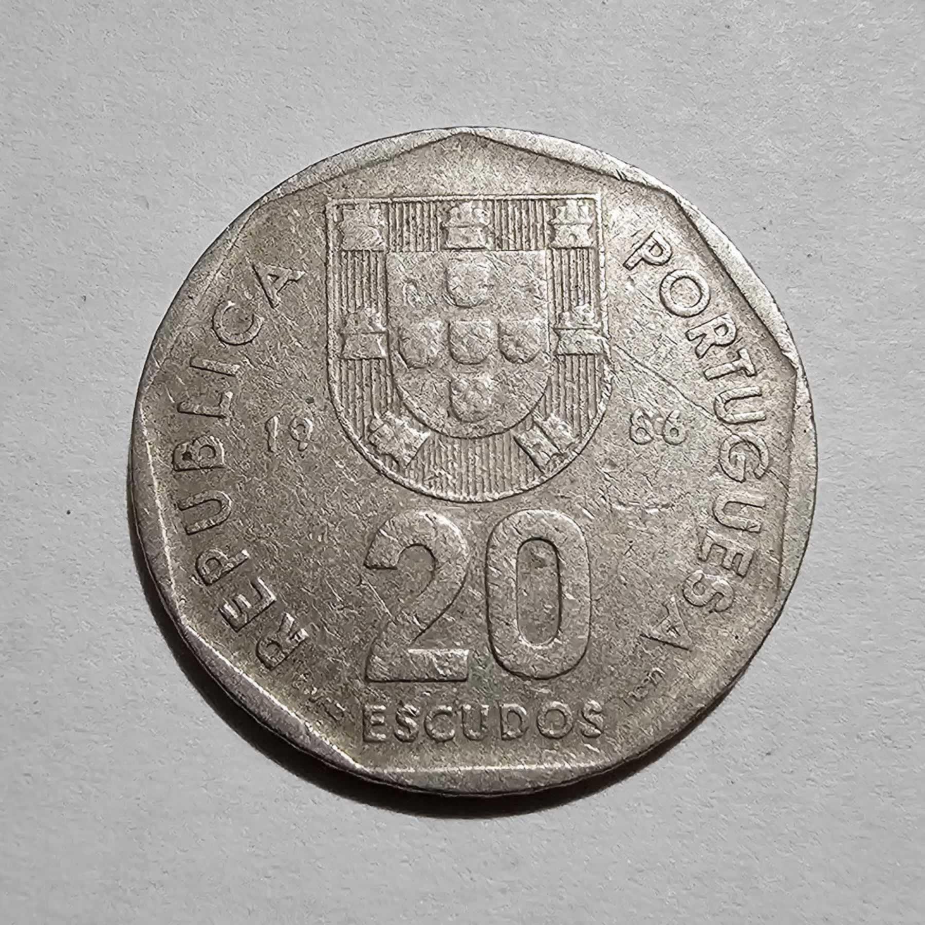 Reverso de 20 Escudos, 1986, Portugal