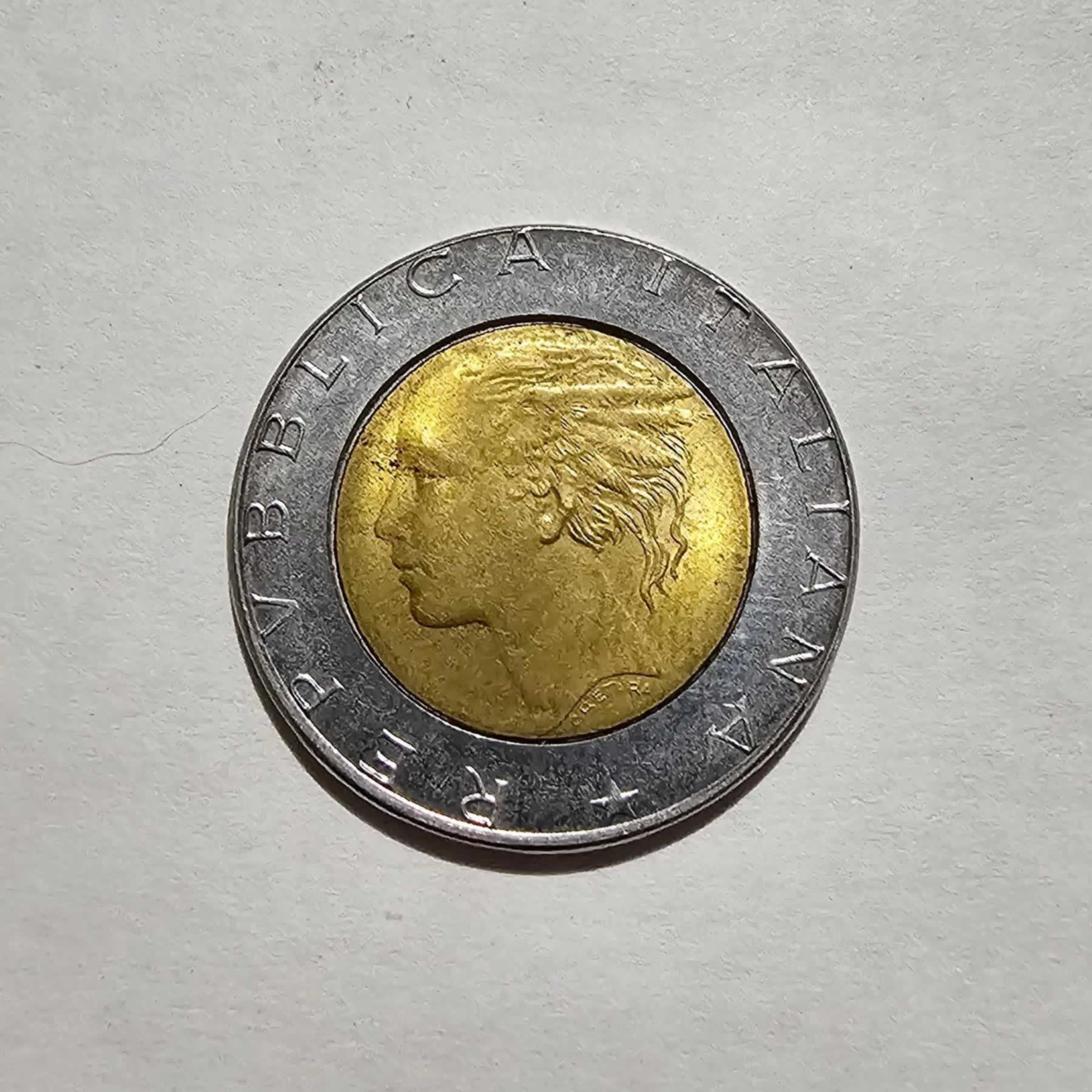 Anverso de 500 Liras, 1991