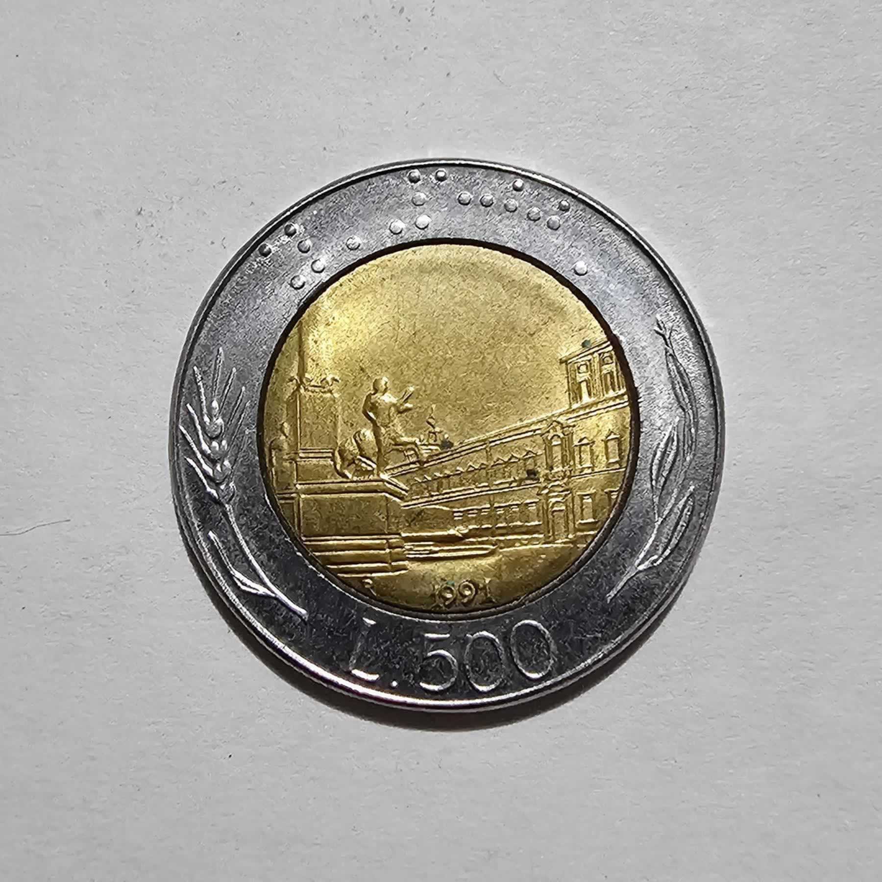 Reverso de 500 Liras, 1991