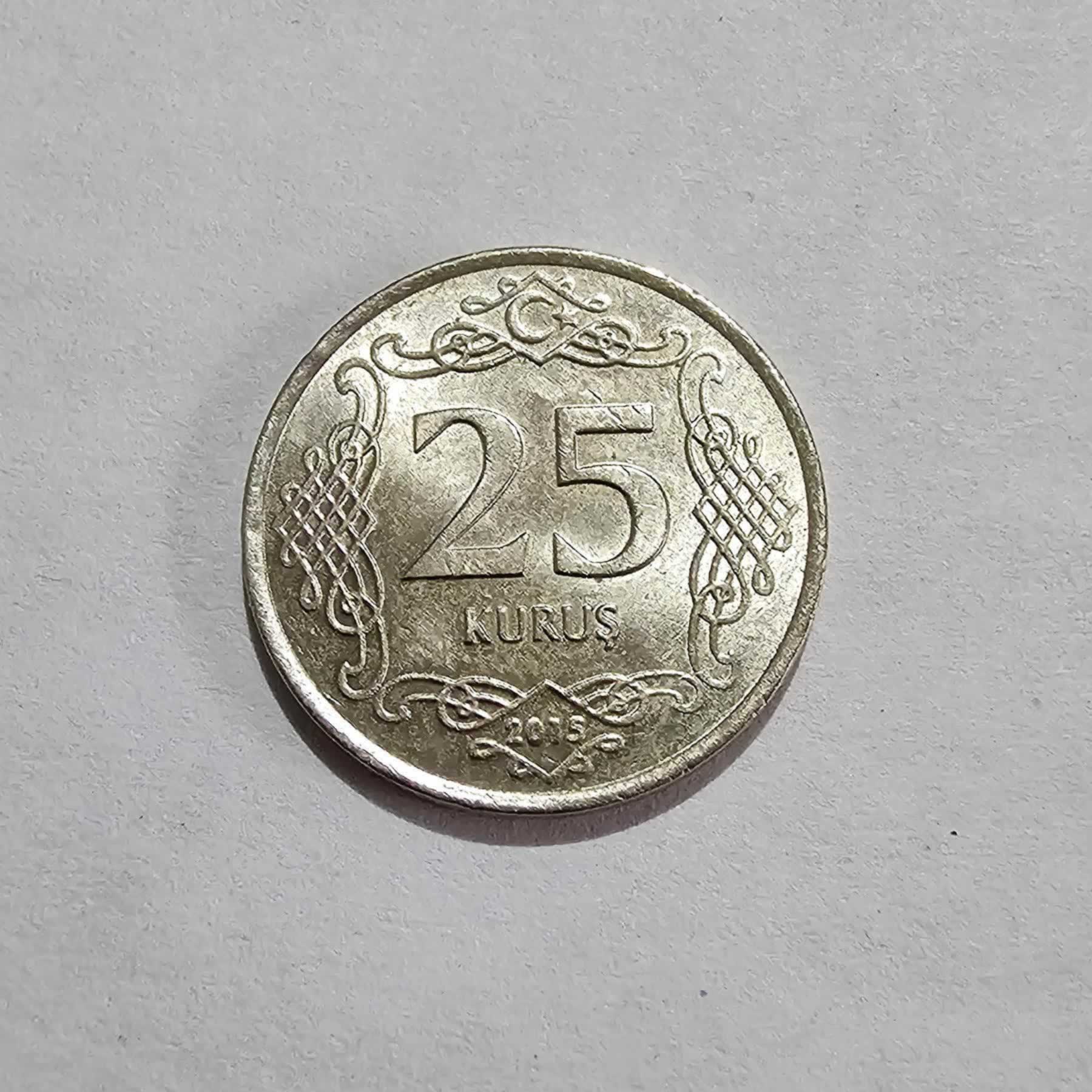Reverso de 25 Kurus, 2015, Turquía