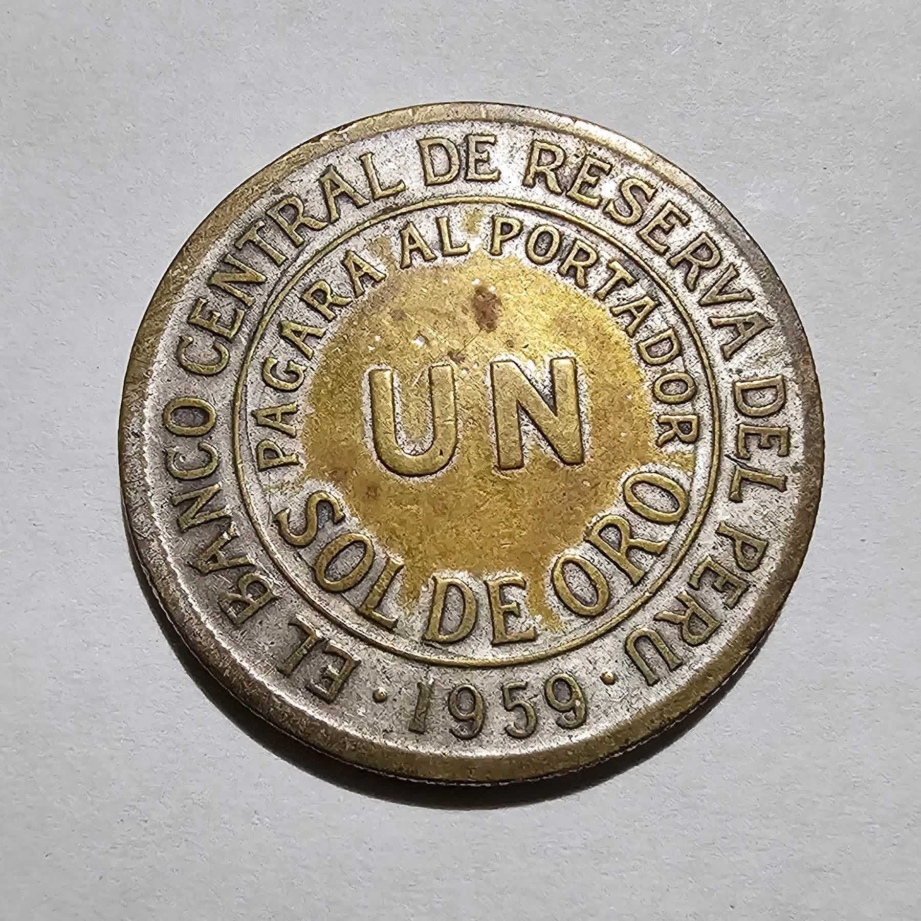 Reverso de 1 Sol, 1959, Perú