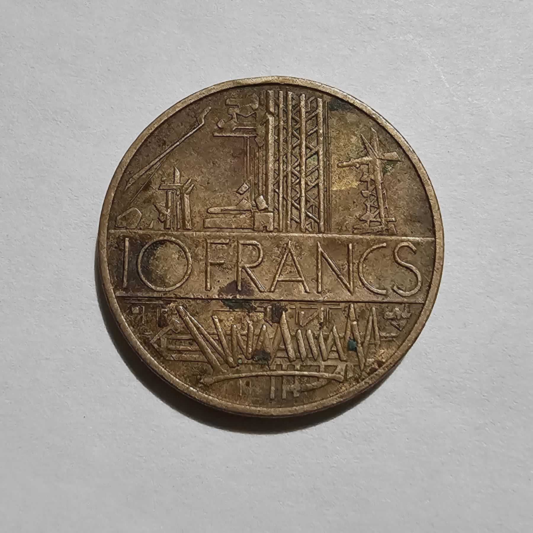 Reverso de 10 Francos, 1976