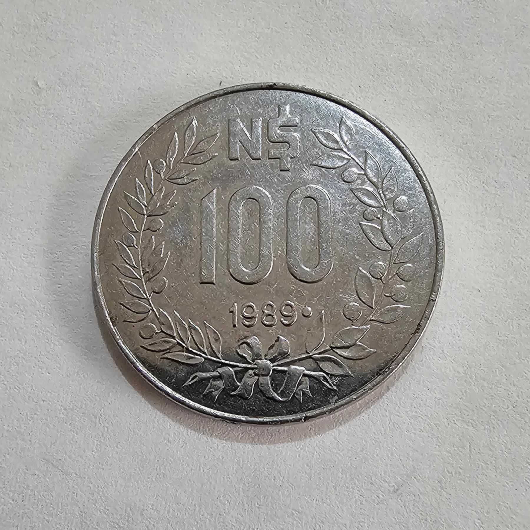 Reverso de 100 Nuevos Pesos, 1989 (a)
